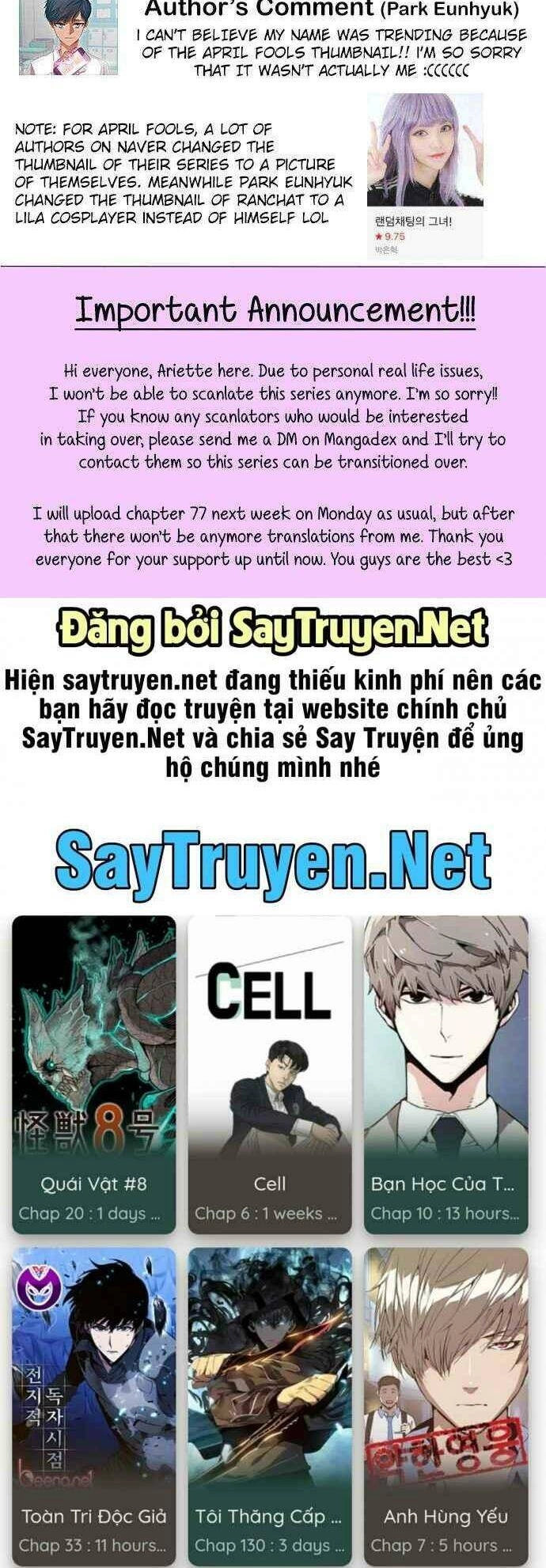 Cô Gái Từ Ứng Dụng Nhắn Tin Ngẫu Nhiên Chapter 76 - 69