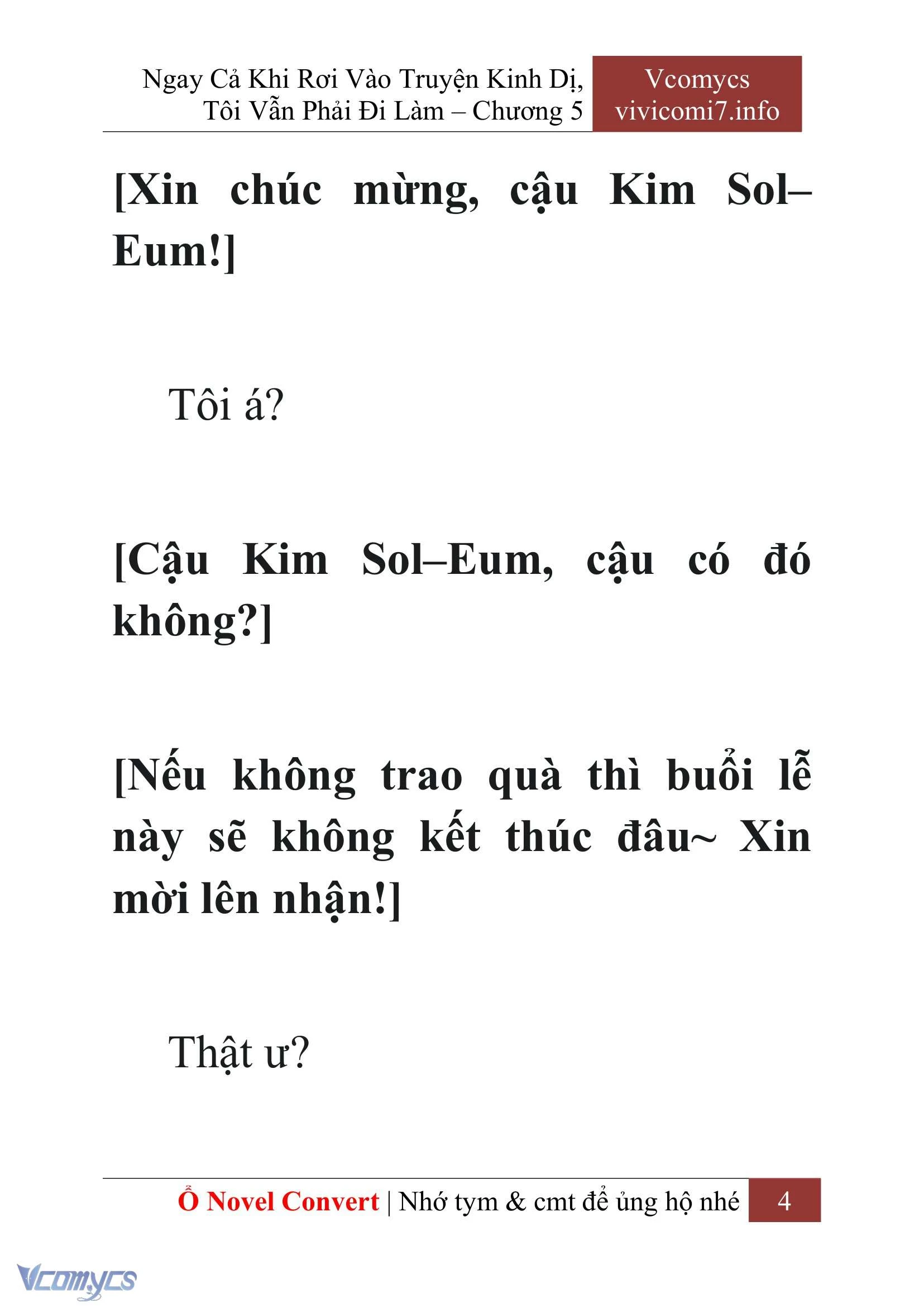 [Novel] Ngay Cả Khi Rơi Vào Truyện Kinh Dị, Tôi Vẫn Phải Đi Làm Chapter  5 - 6