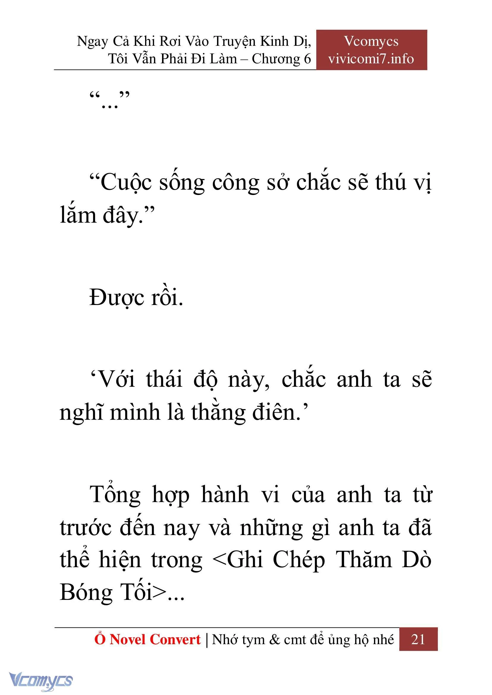 [Novel] Ngay Cả Khi Rơi Vào Truyện Kinh Dị, Tôi Vẫn Phải Đi Làm Chapter  6 - 23