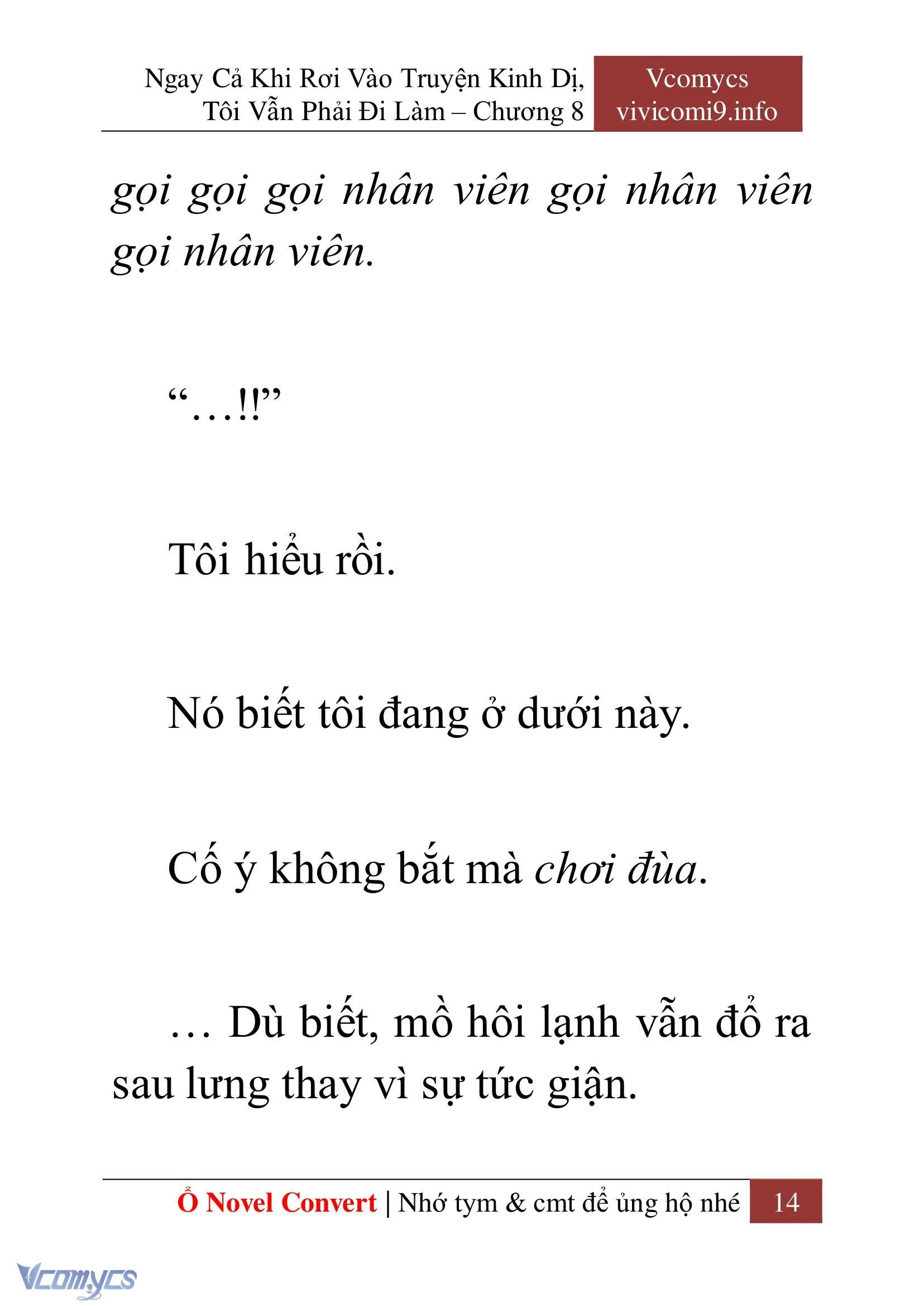 [Novel] Ngay Cả Khi Rơi Vào Truyện Kinh Dị, Tôi Vẫn Phải Đi Làm Chapter  8 - 16