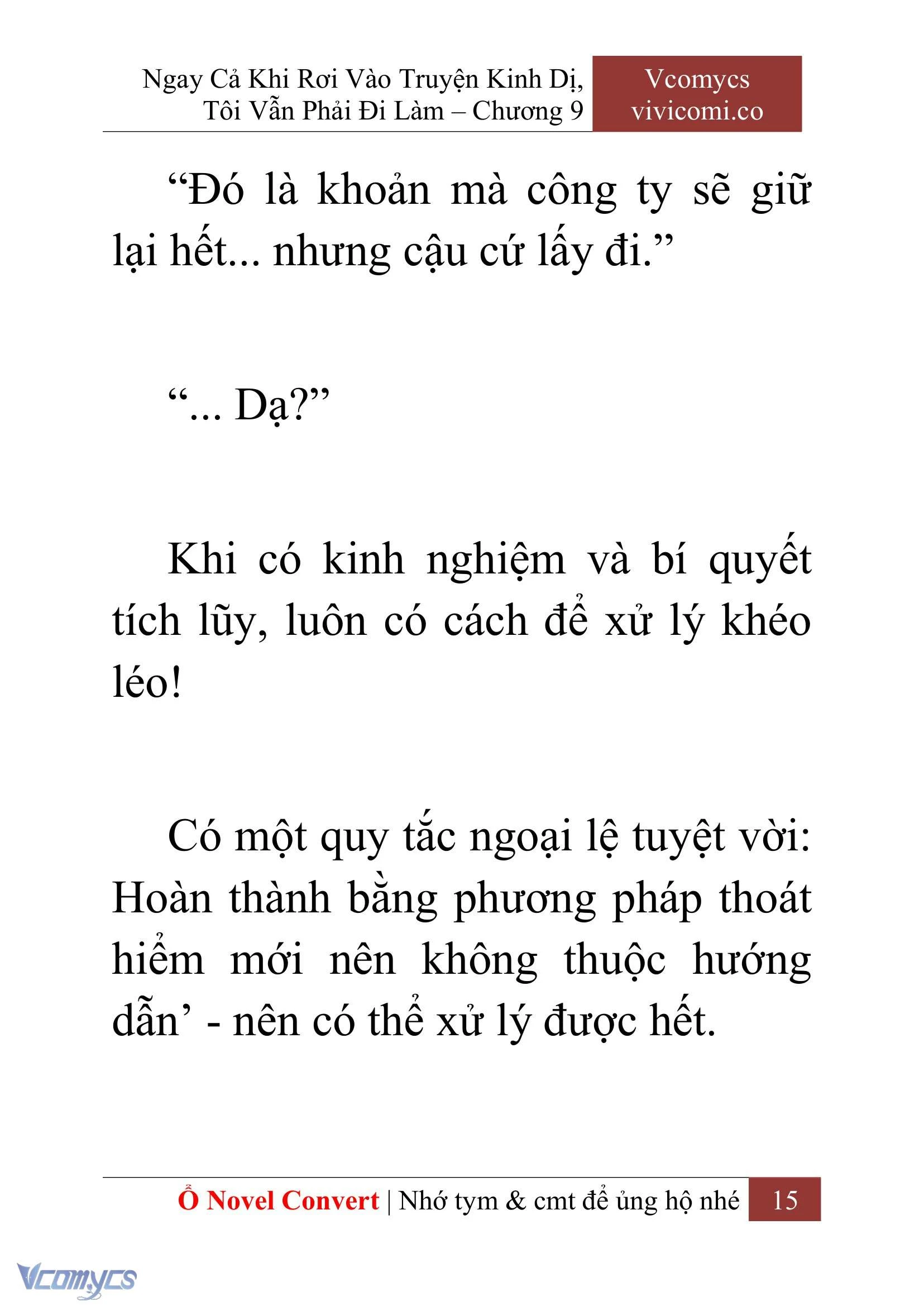 [Novel] Ngay Cả Khi Rơi Vào Truyện Kinh Dị, Tôi Vẫn Phải Đi Làm Chapter  9 - 17
