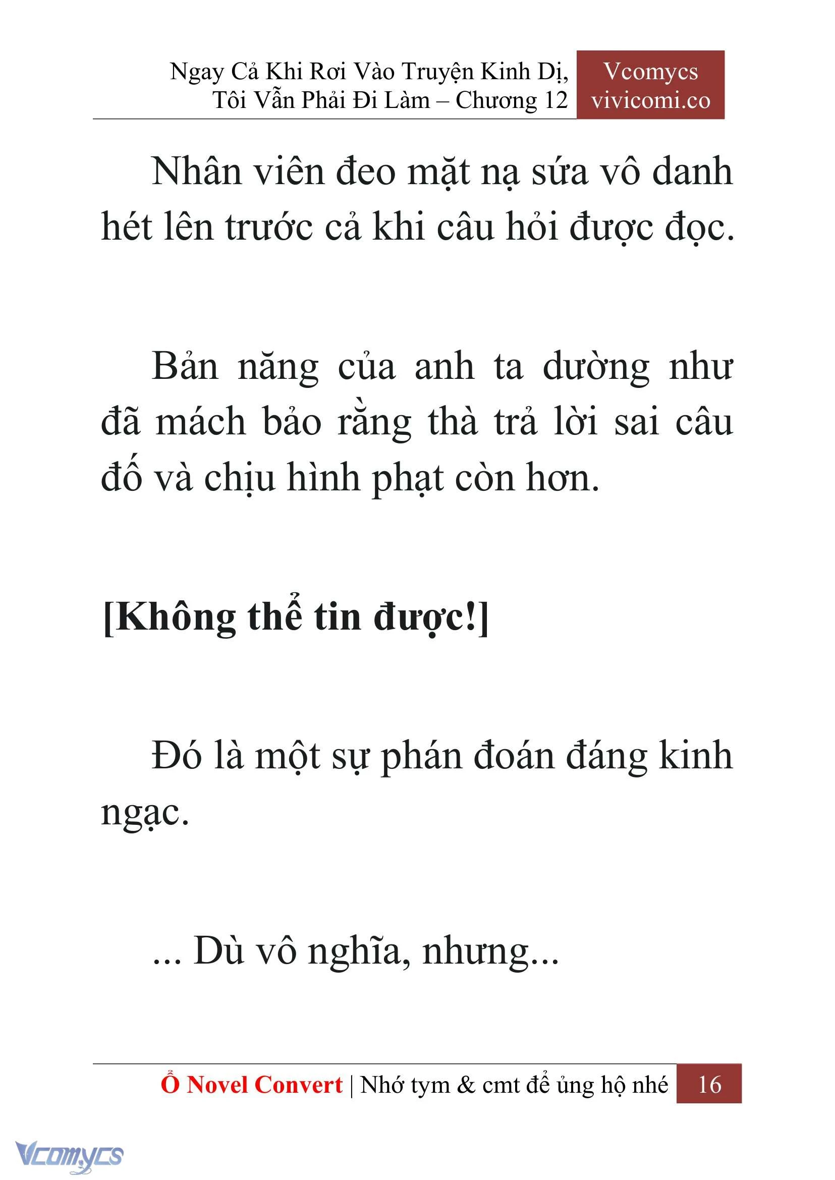 [Novel] Ngay Cả Khi Rơi Vào Truyện Kinh Dị, Tôi Vẫn Phải Đi Làm Chapter  12 - 18