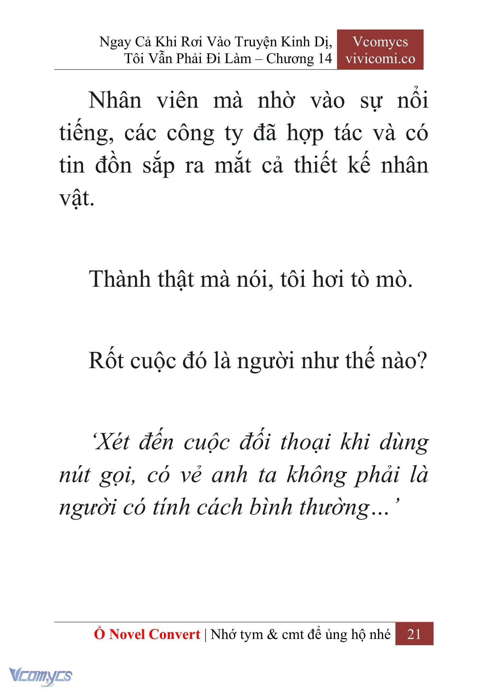 [Novel] Ngay Cả Khi Rơi Vào Truyện Kinh Dị, Tôi Vẫn Phải Đi Làm Chapter  14 - 23