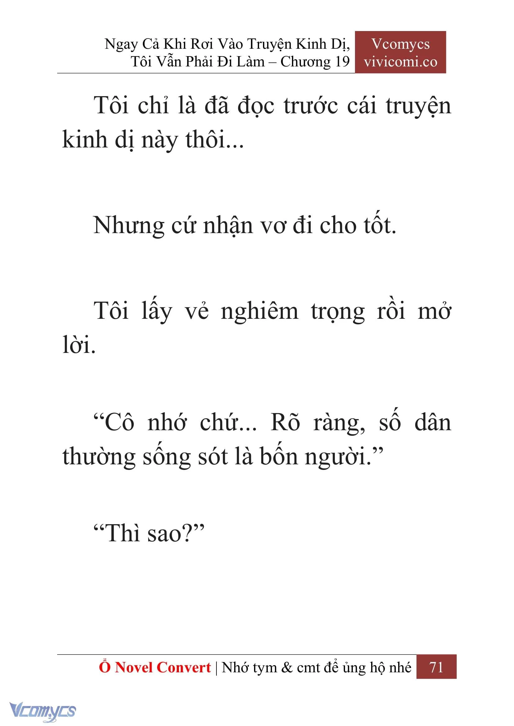 [Novel] Ngay Cả Khi Rơi Vào Truyện Kinh Dị, Tôi Vẫn Phải Đi Làm Chapter  19 - 73