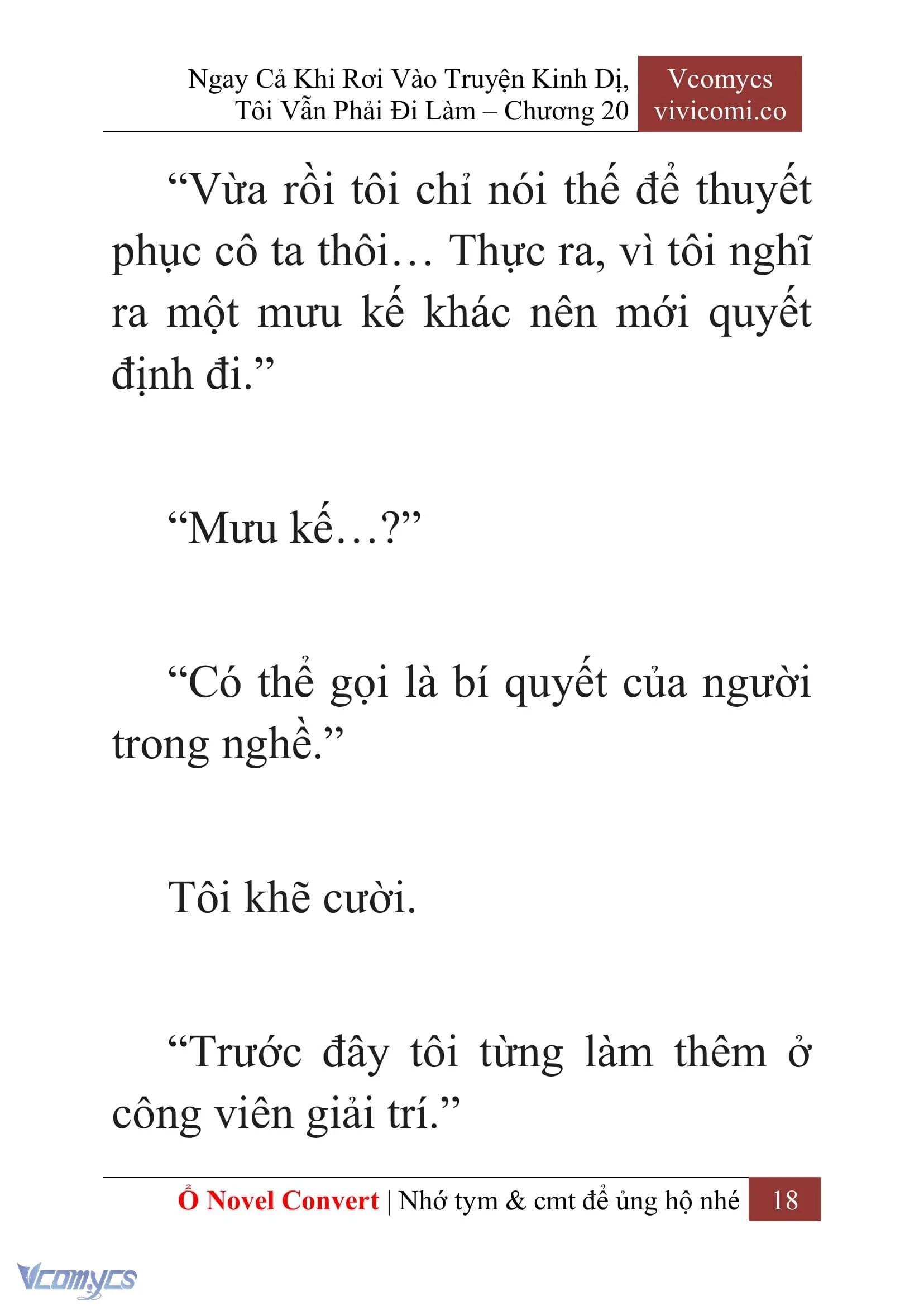 [Novel] Ngay Cả Khi Rơi Vào Truyện Kinh Dị, Tôi Vẫn Phải Đi Làm Chapter  20 - 20