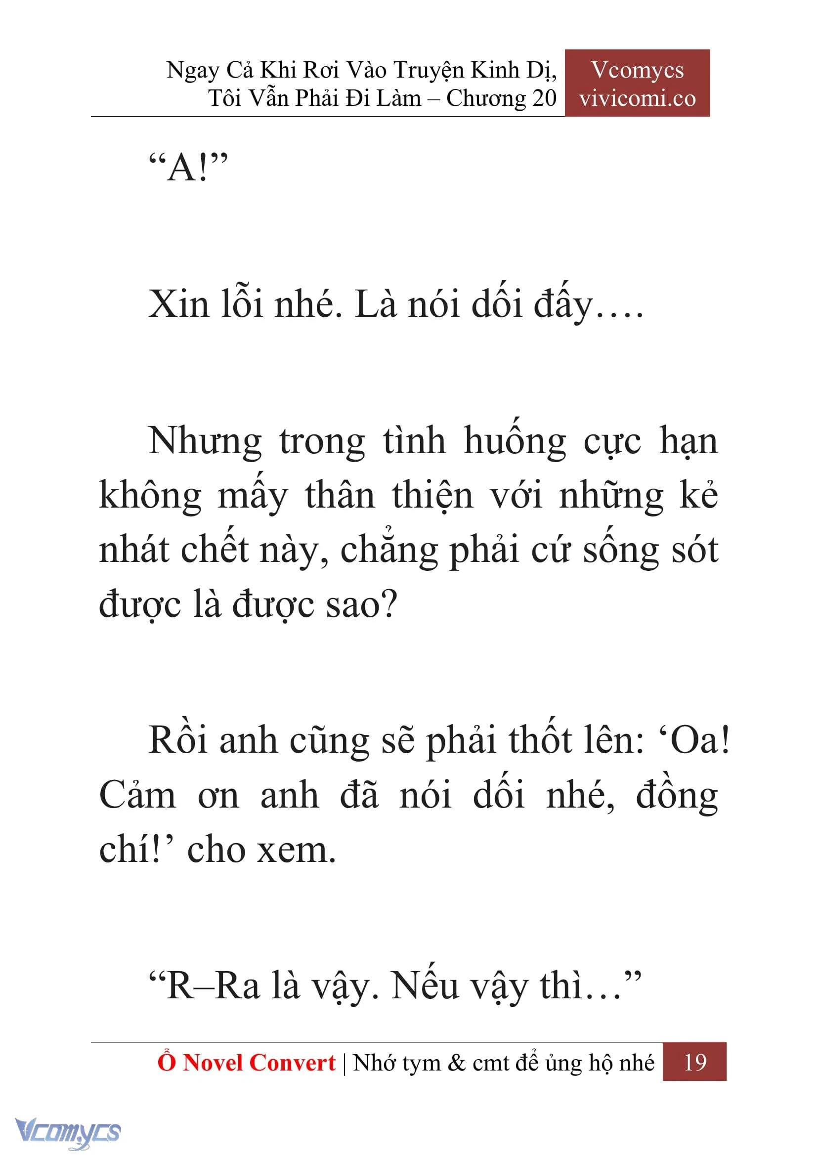 [Novel] Ngay Cả Khi Rơi Vào Truyện Kinh Dị, Tôi Vẫn Phải Đi Làm Chapter  20 - 21