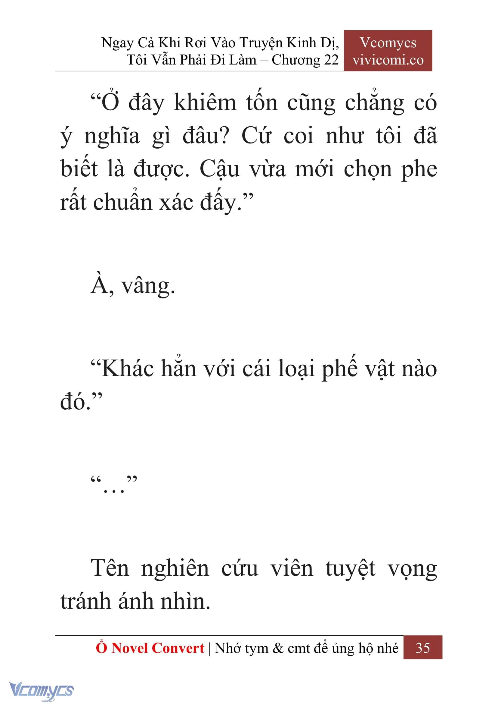 [Novel] Ngay Cả Khi Rơi Vào Truyện Kinh Dị, Tôi Vẫn Phải Đi Làm Chapter  22 - 37