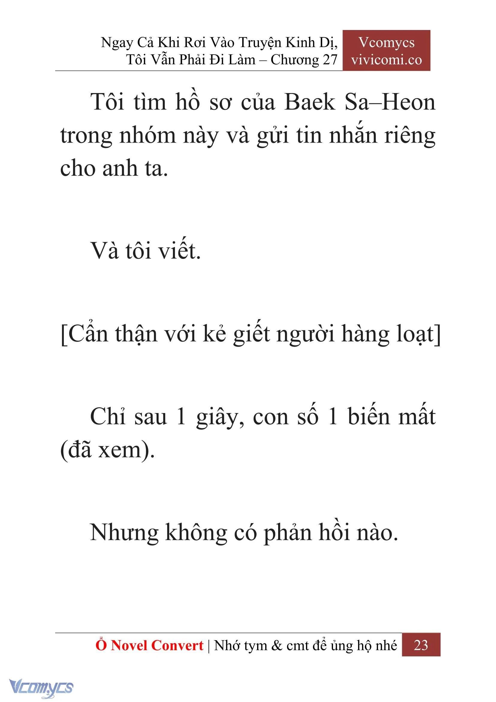 [Novel] Ngay Cả Khi Rơi Vào Truyện Kinh Dị, Tôi Vẫn Phải Đi Làm Chapter  27 - 25