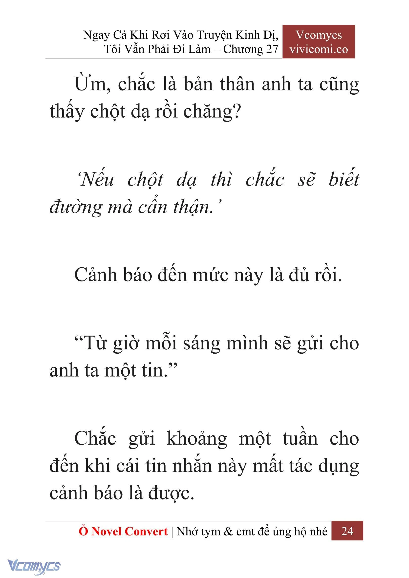 [Novel] Ngay Cả Khi Rơi Vào Truyện Kinh Dị, Tôi Vẫn Phải Đi Làm Chapter  27 - 26