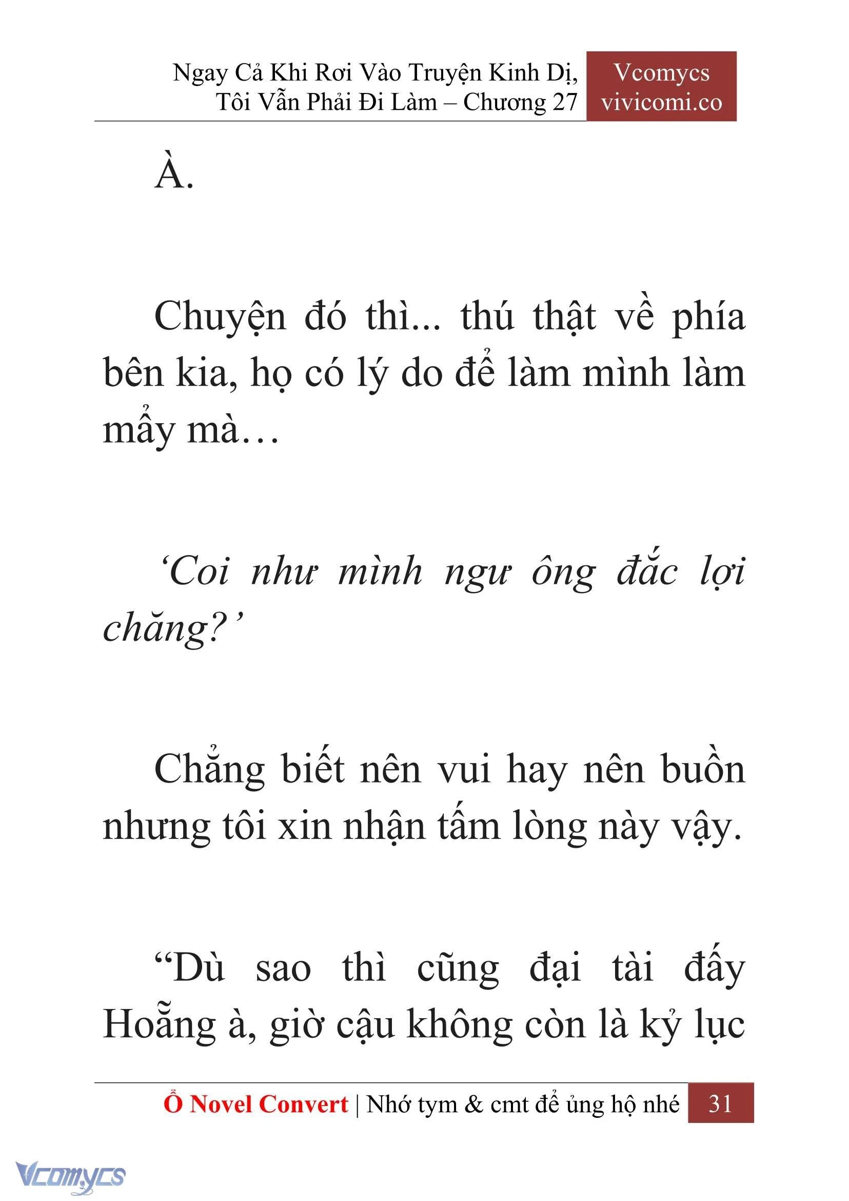 [Novel] Ngay Cả Khi Rơi Vào Truyện Kinh Dị, Tôi Vẫn Phải Đi Làm Chapter  27 - 33