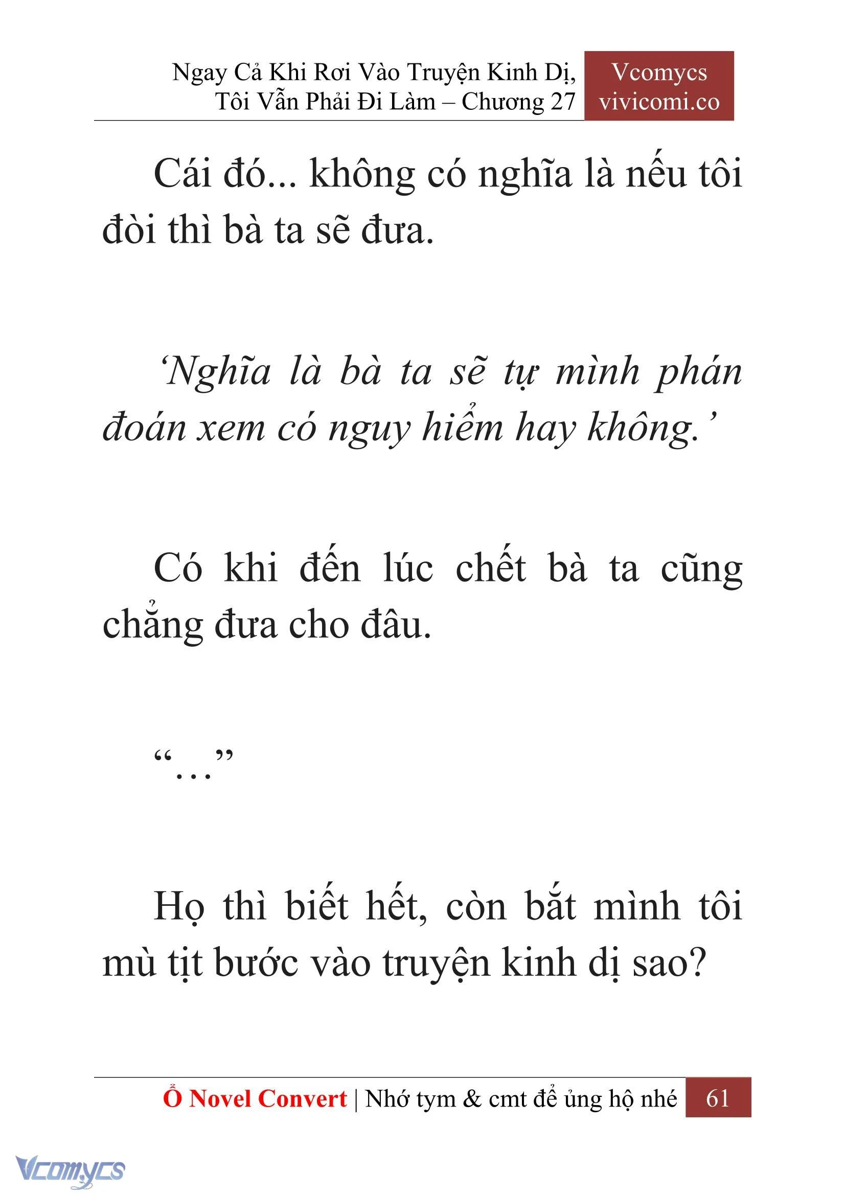 [Novel] Ngay Cả Khi Rơi Vào Truyện Kinh Dị, Tôi Vẫn Phải Đi Làm Chapter  27 - 63