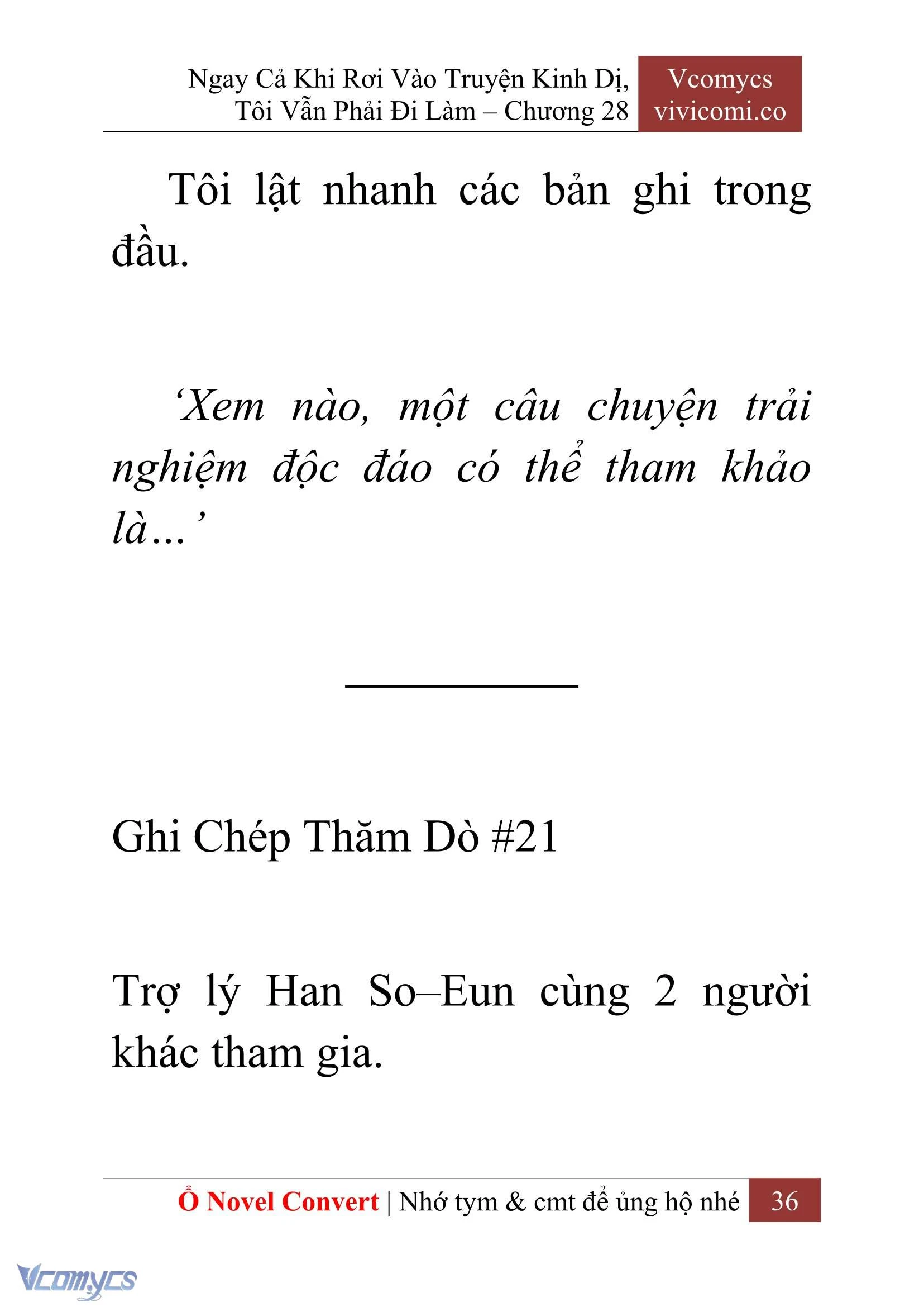 [Novel] Ngay Cả Khi Rơi Vào Truyện Kinh Dị, Tôi Vẫn Phải Đi Làm Chapter  28 - 38