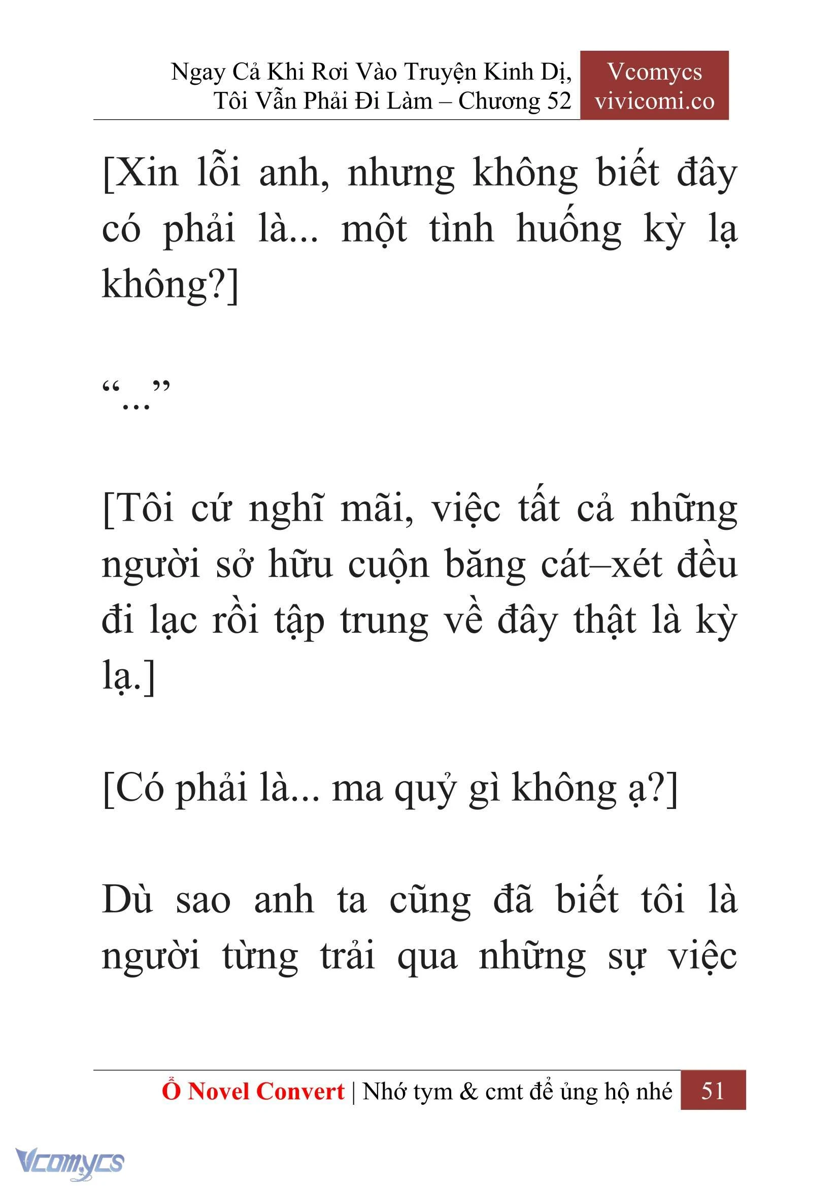 [Novel] Ngay Cả Khi Rơi Vào Truyện Kinh Dị, Tôi Vẫn Phải Đi Làm Chapter  52 - 53