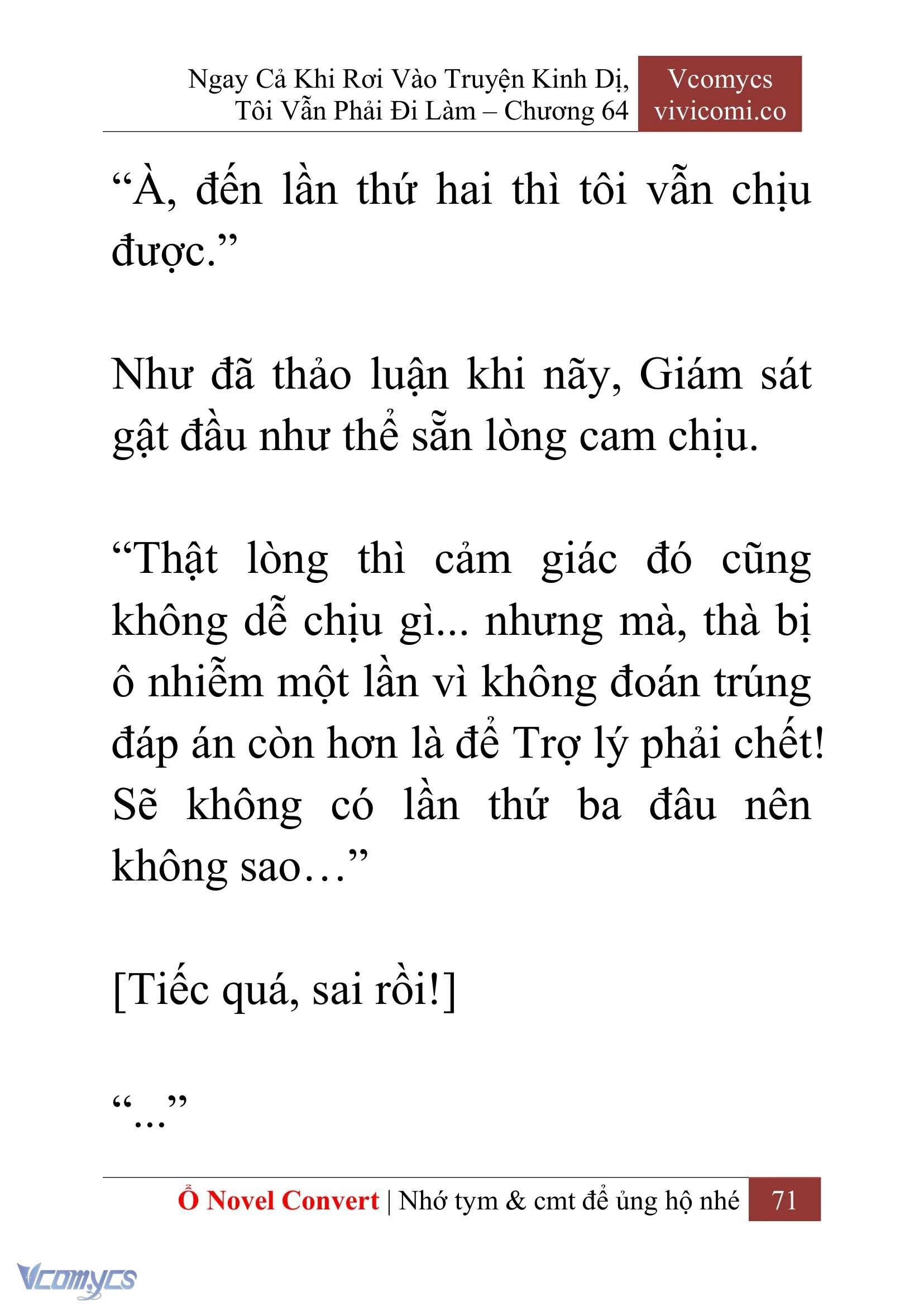 [Novel] Ngay Cả Khi Rơi Vào Truyện Kinh Dị, Tôi Vẫn Phải Đi Làm Chapter  64 - 74