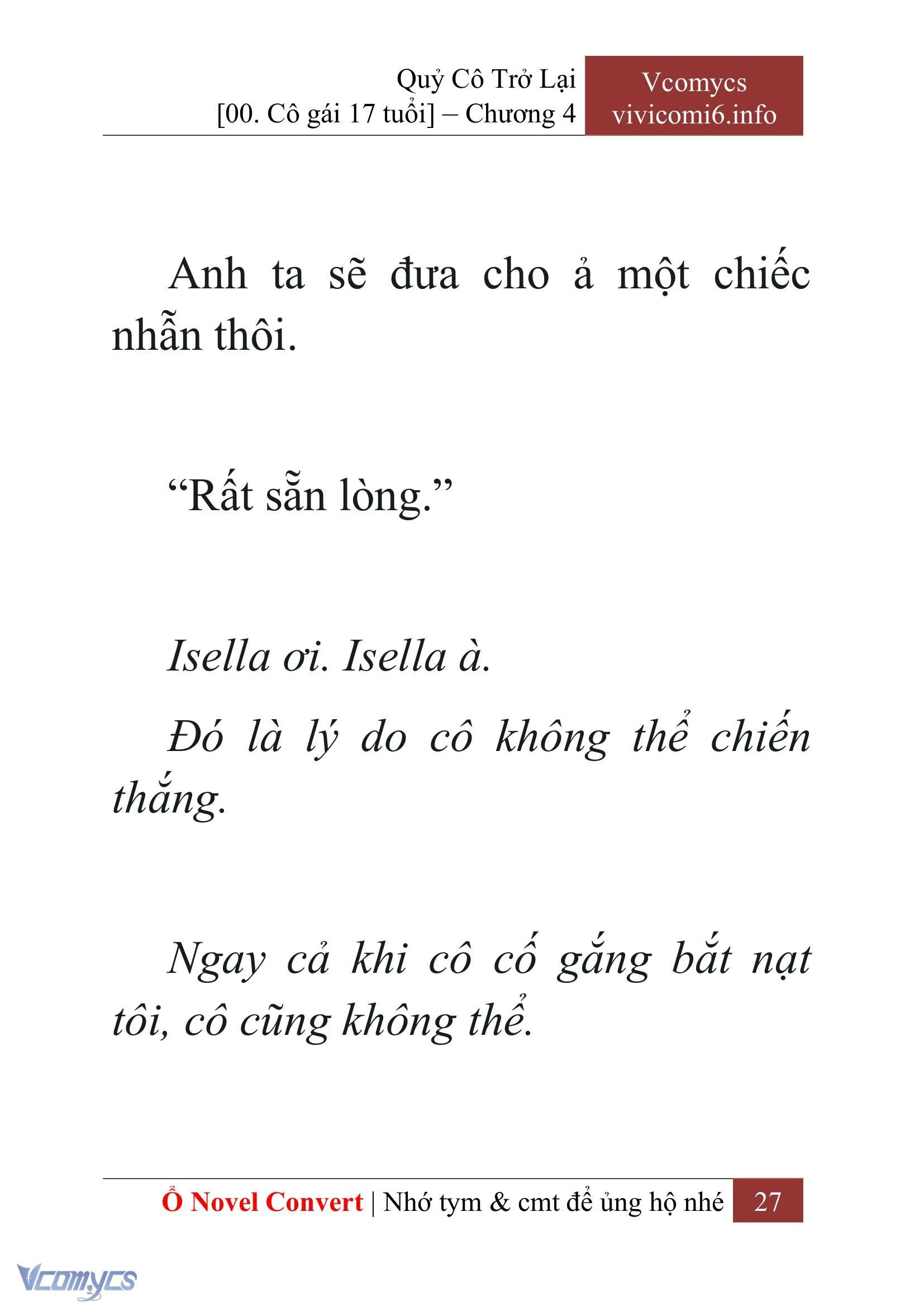 [Novel] Quý Cô Trở Lại Chapter  4 - 29