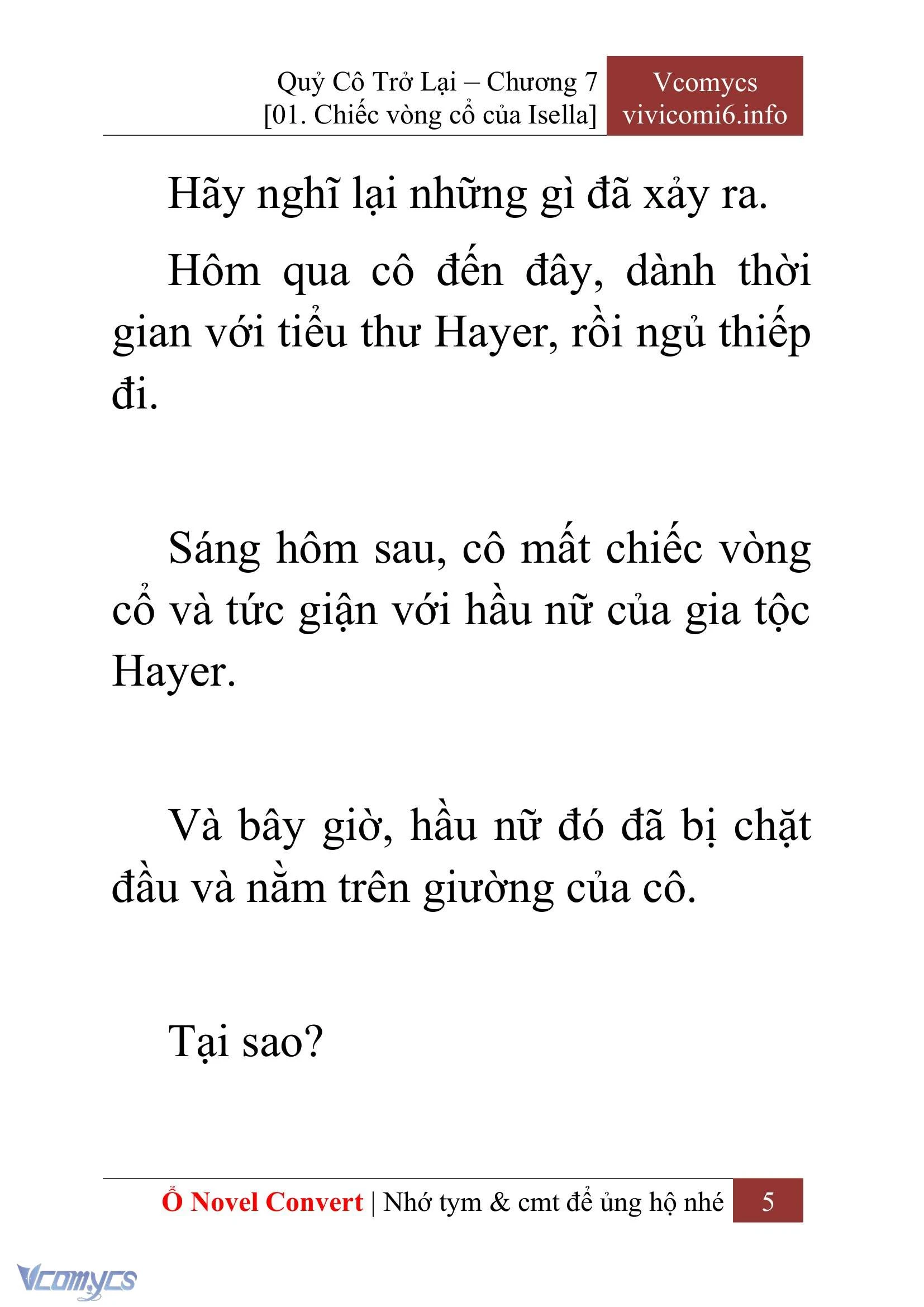 [Novel] Quý Cô Trở Lại Chapter  7 - 7