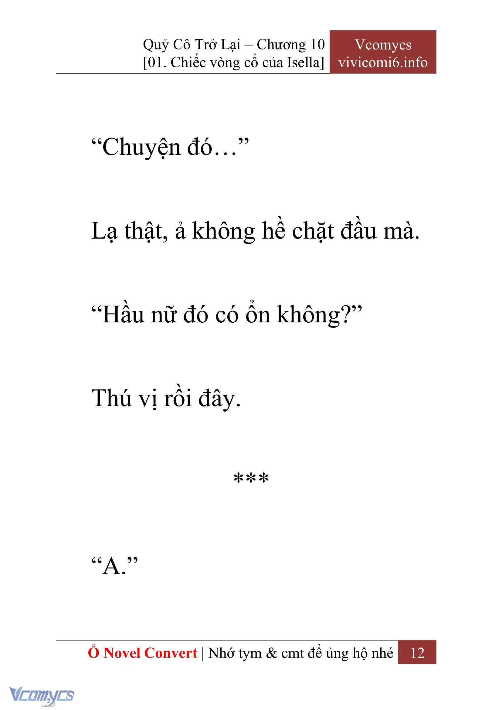 [Novel] Quý Cô Trở Lại Chapter  10 - 14