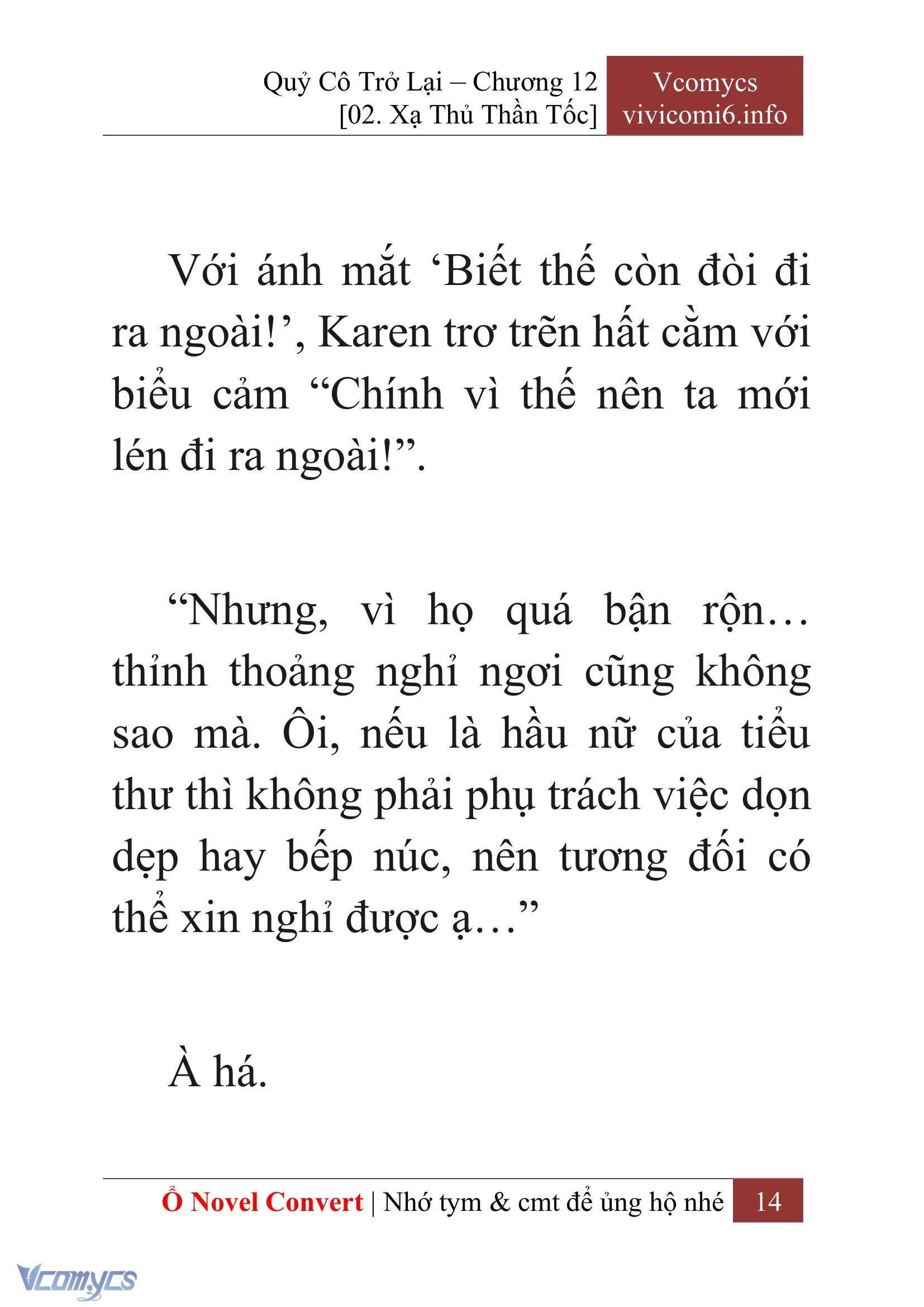 [Novel] Quý Cô Trở Lại Chapter  12 - 16