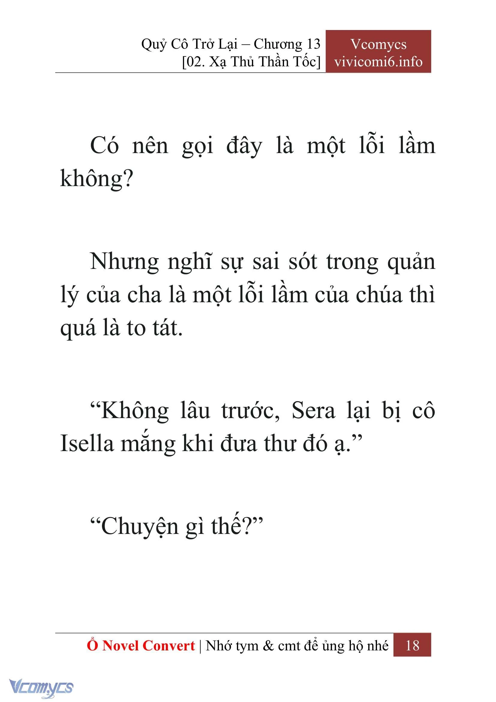 [Novel] Quý Cô Trở Lại Chapter  13 - 20