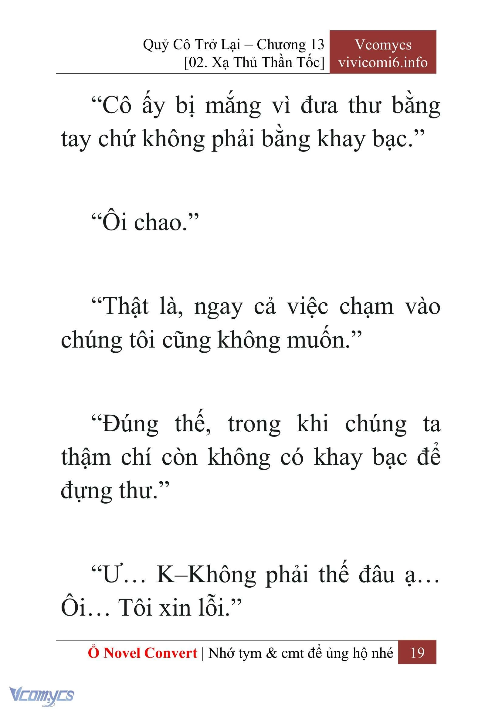 [Novel] Quý Cô Trở Lại Chapter  13 - 21