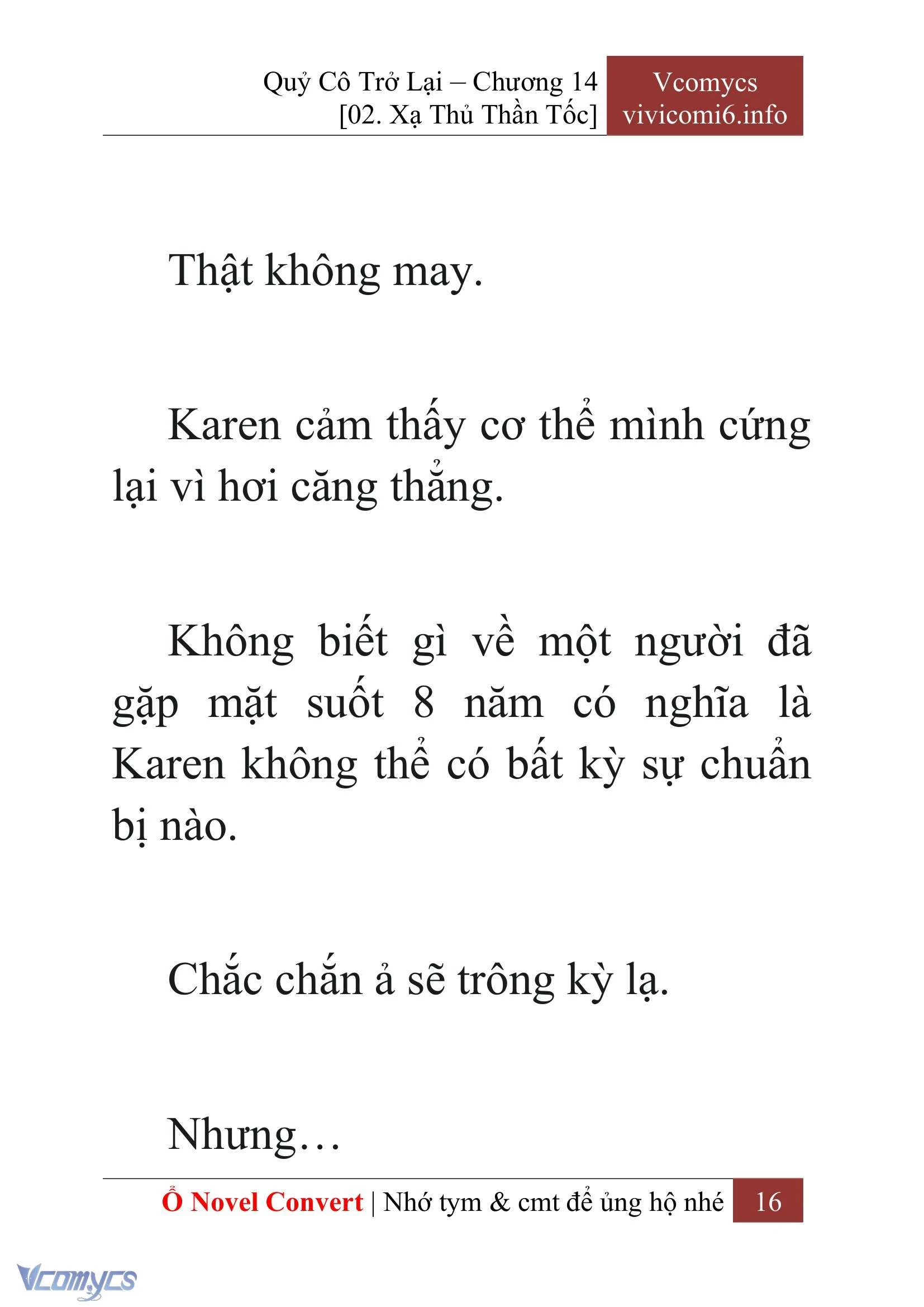 [Novel] Quý Cô Trở Lại Chapter  14 - 18