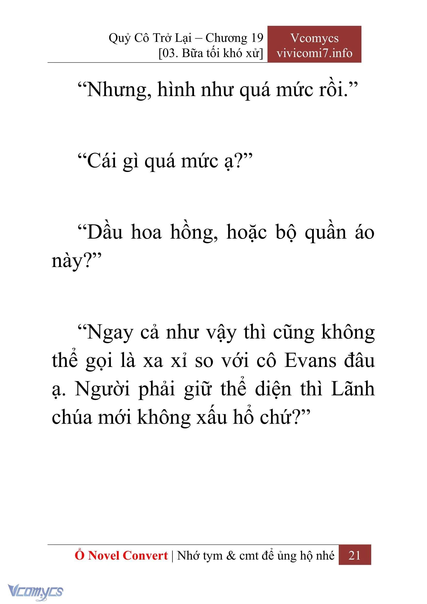 [Novel] Quý Cô Trở Lại Chapter  19 - 23