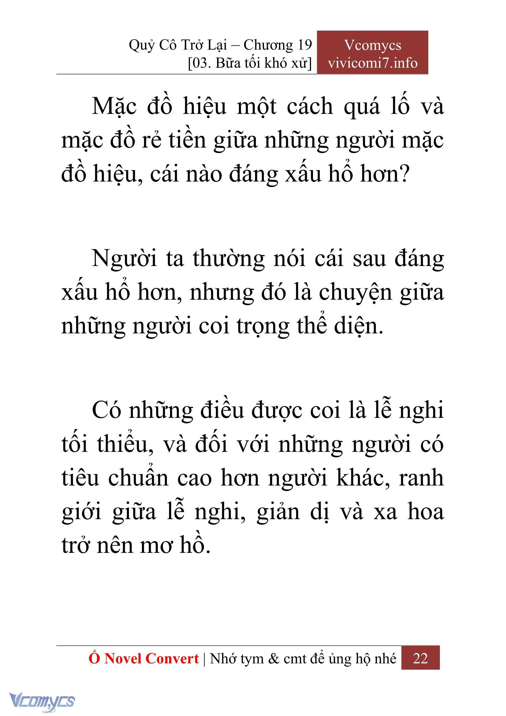 [Novel] Quý Cô Trở Lại Chapter  19 - 24
