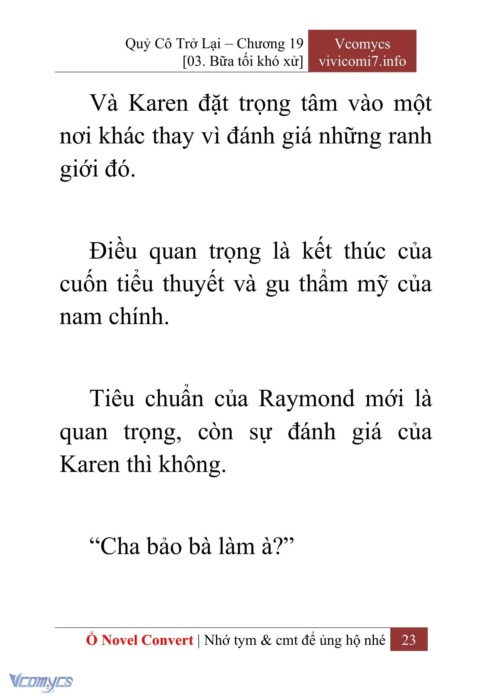 [Novel] Quý Cô Trở Lại Chapter  19 - 25