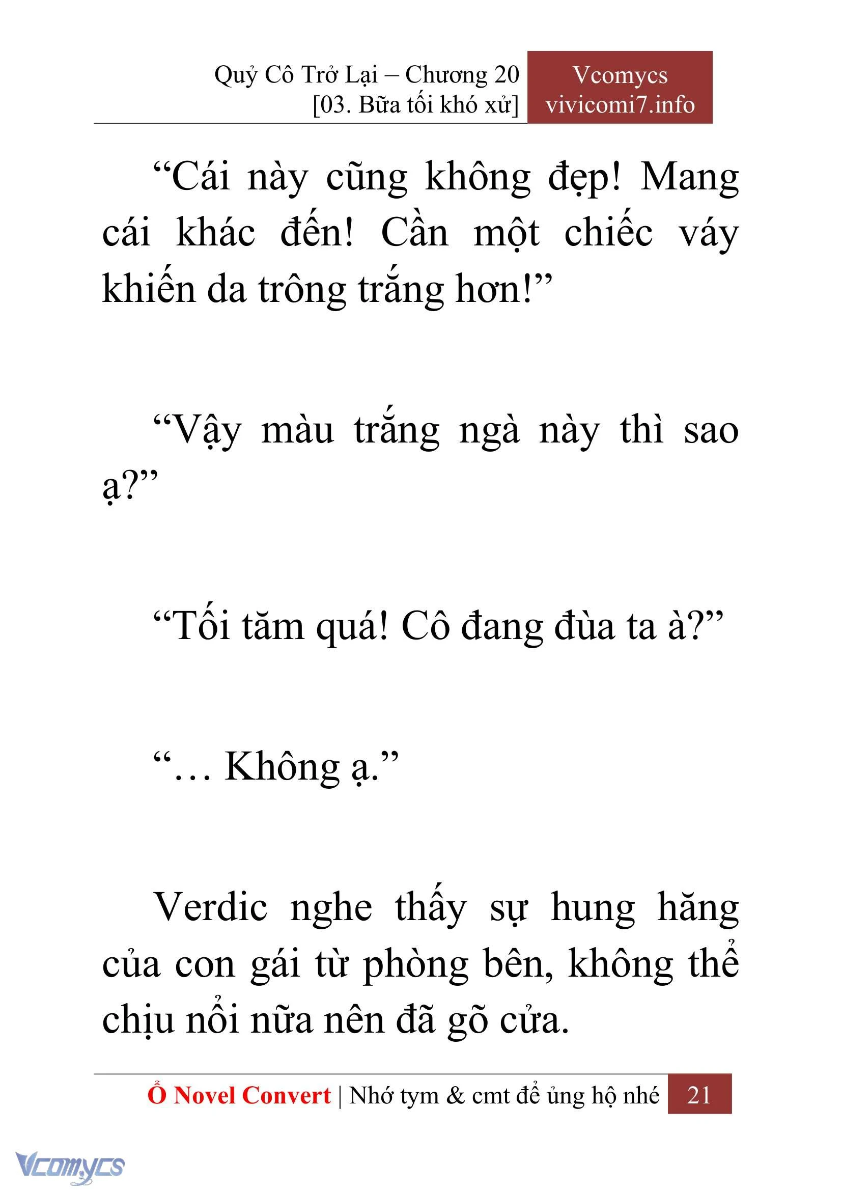 [Novel] Quý Cô Trở Lại Chapter  20 - 23