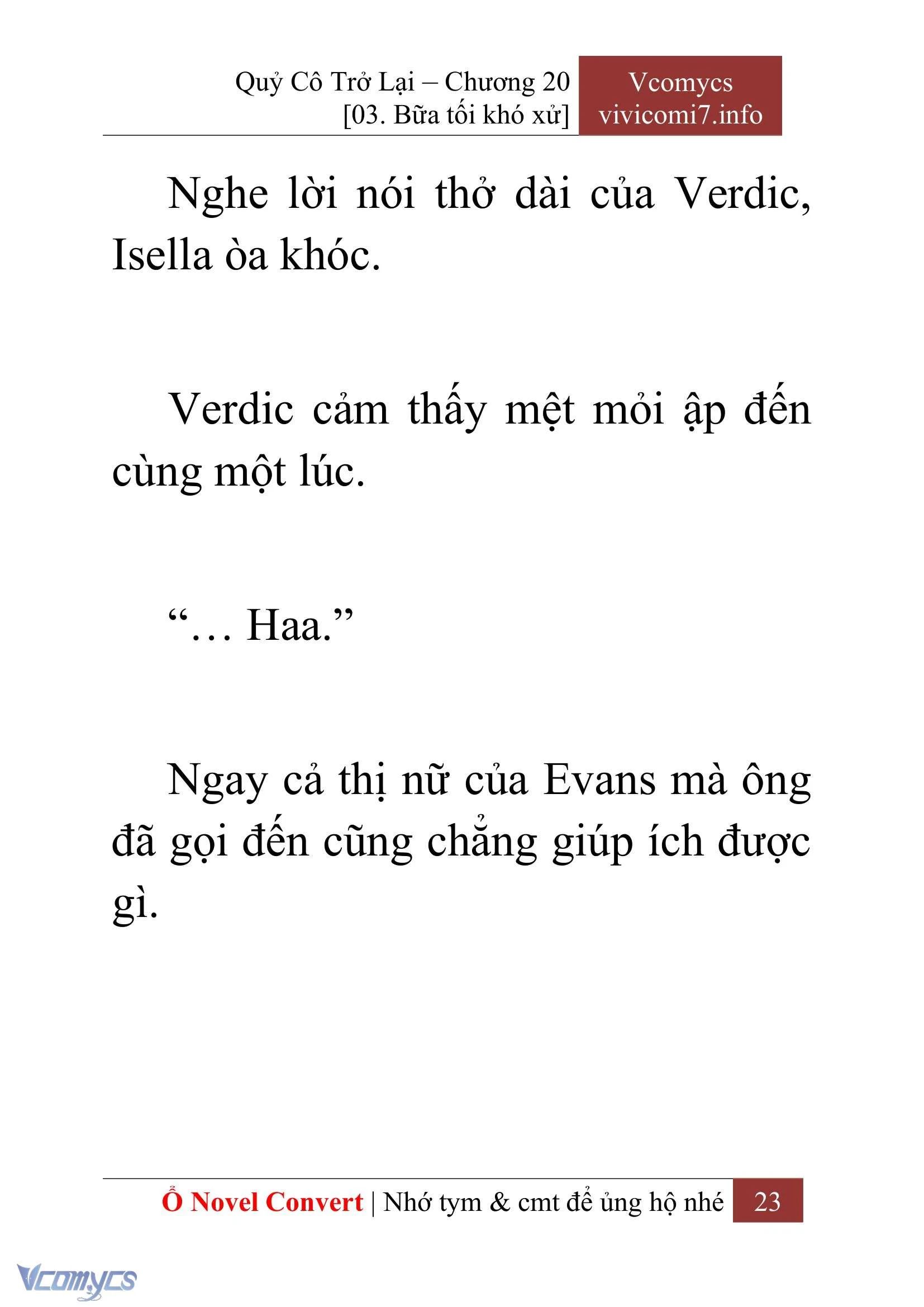 [Novel] Quý Cô Trở Lại Chapter  20 - 25