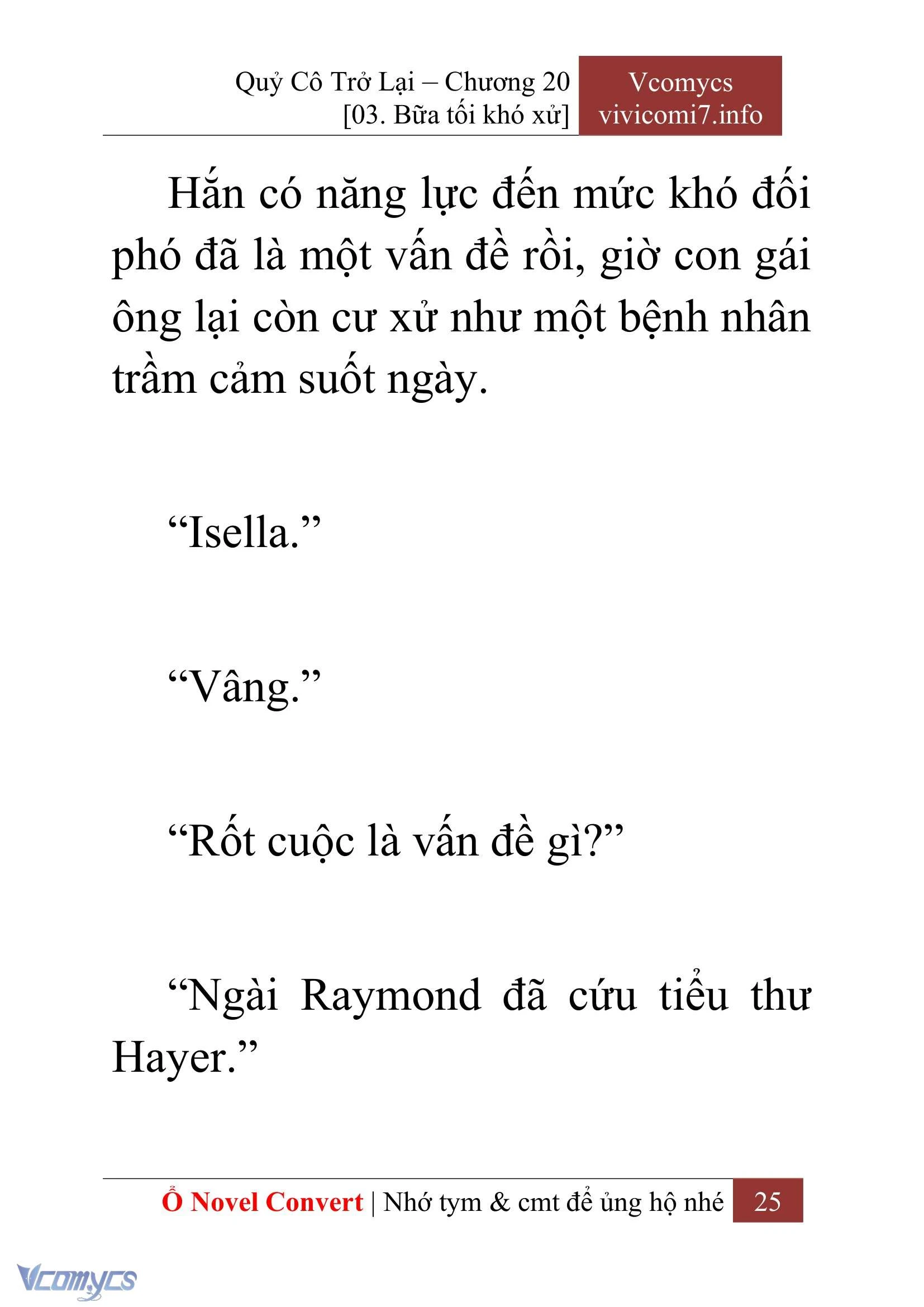 [Novel] Quý Cô Trở Lại Chapter  20 - 27
