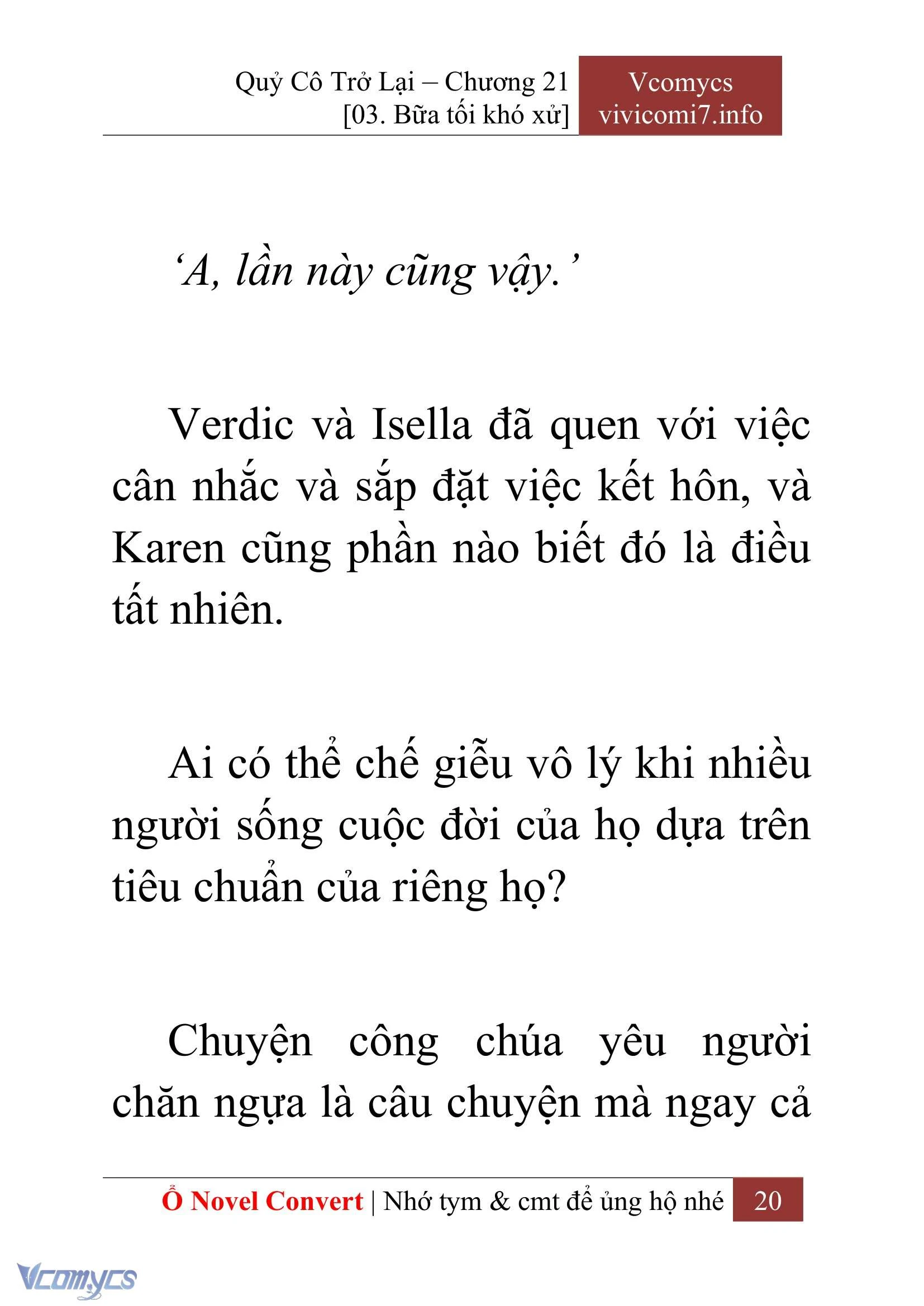 [Novel] Quý Cô Trở Lại Chapter  21 - 22
