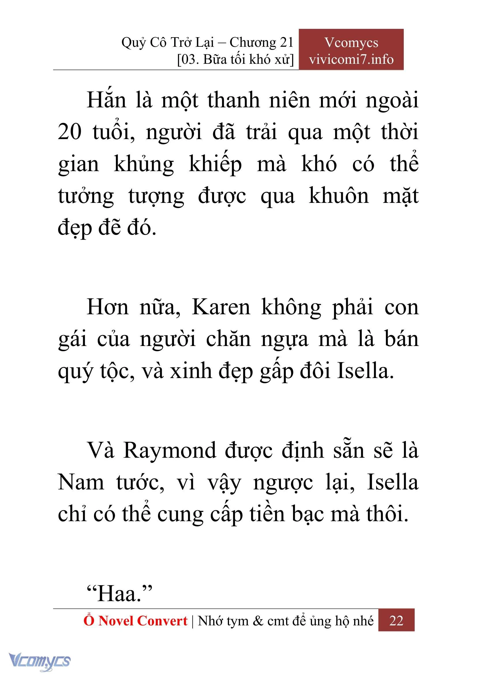 [Novel] Quý Cô Trở Lại Chapter  21 - 24