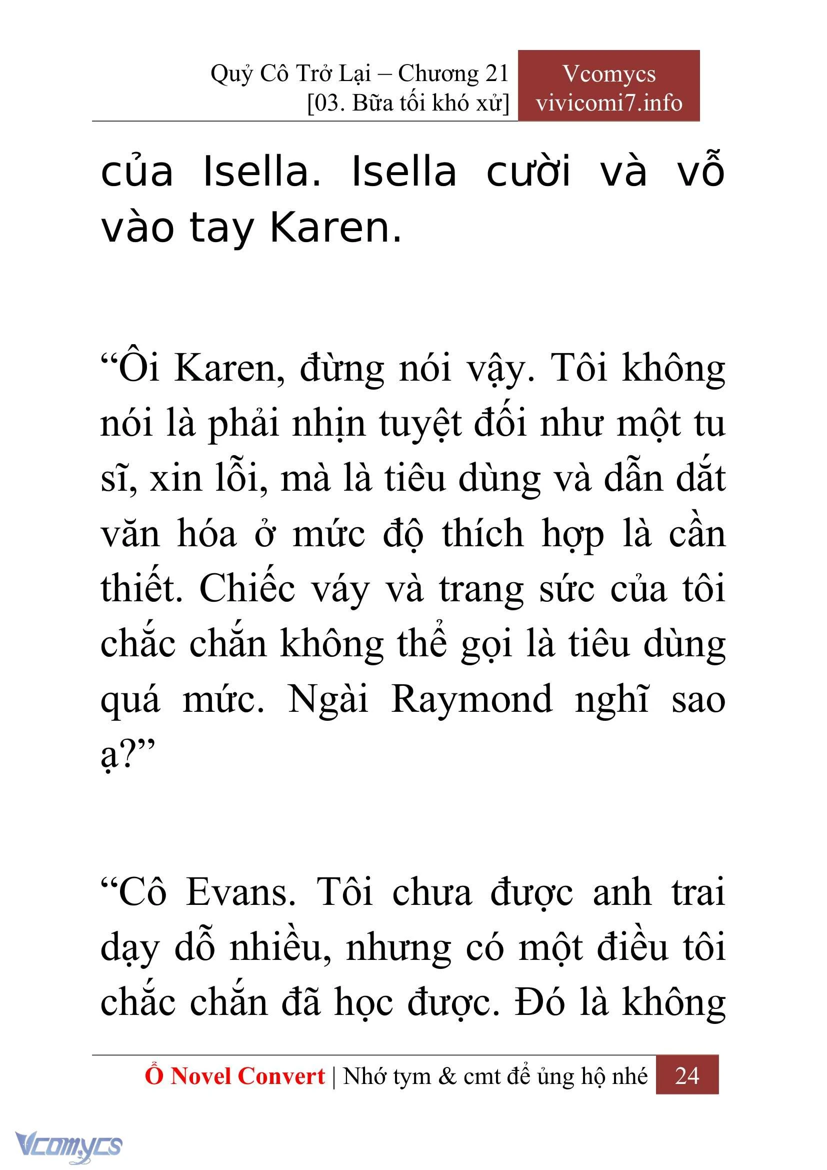 [Novel] Quý Cô Trở Lại Chapter  21 - 26