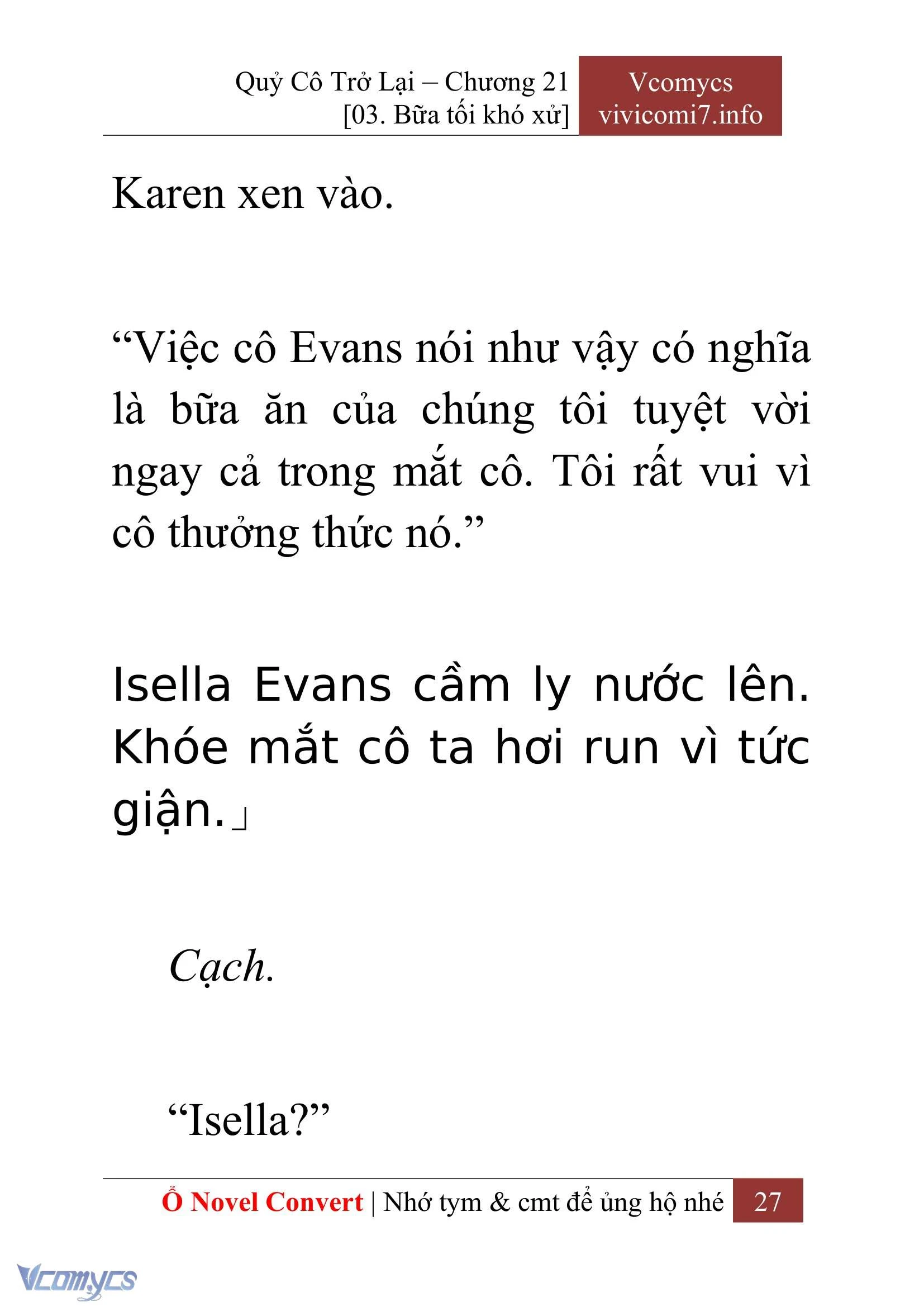 [Novel] Quý Cô Trở Lại Chapter  21 - 29