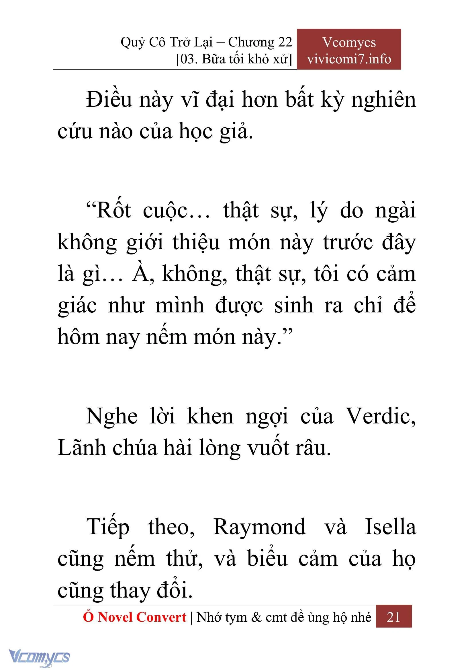 [Novel] Quý Cô Trở Lại Chapter  22 - 23