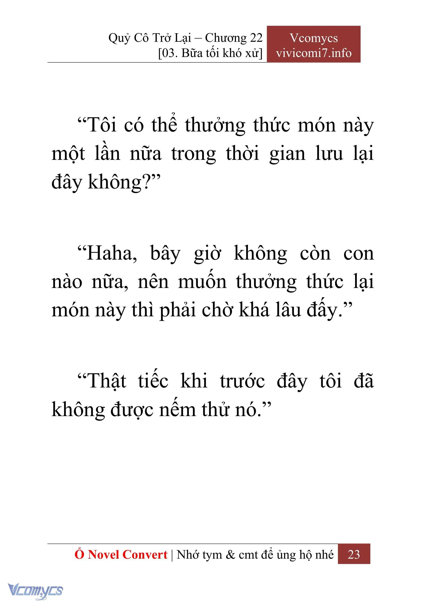 [Novel] Quý Cô Trở Lại Chapter  22 - 25