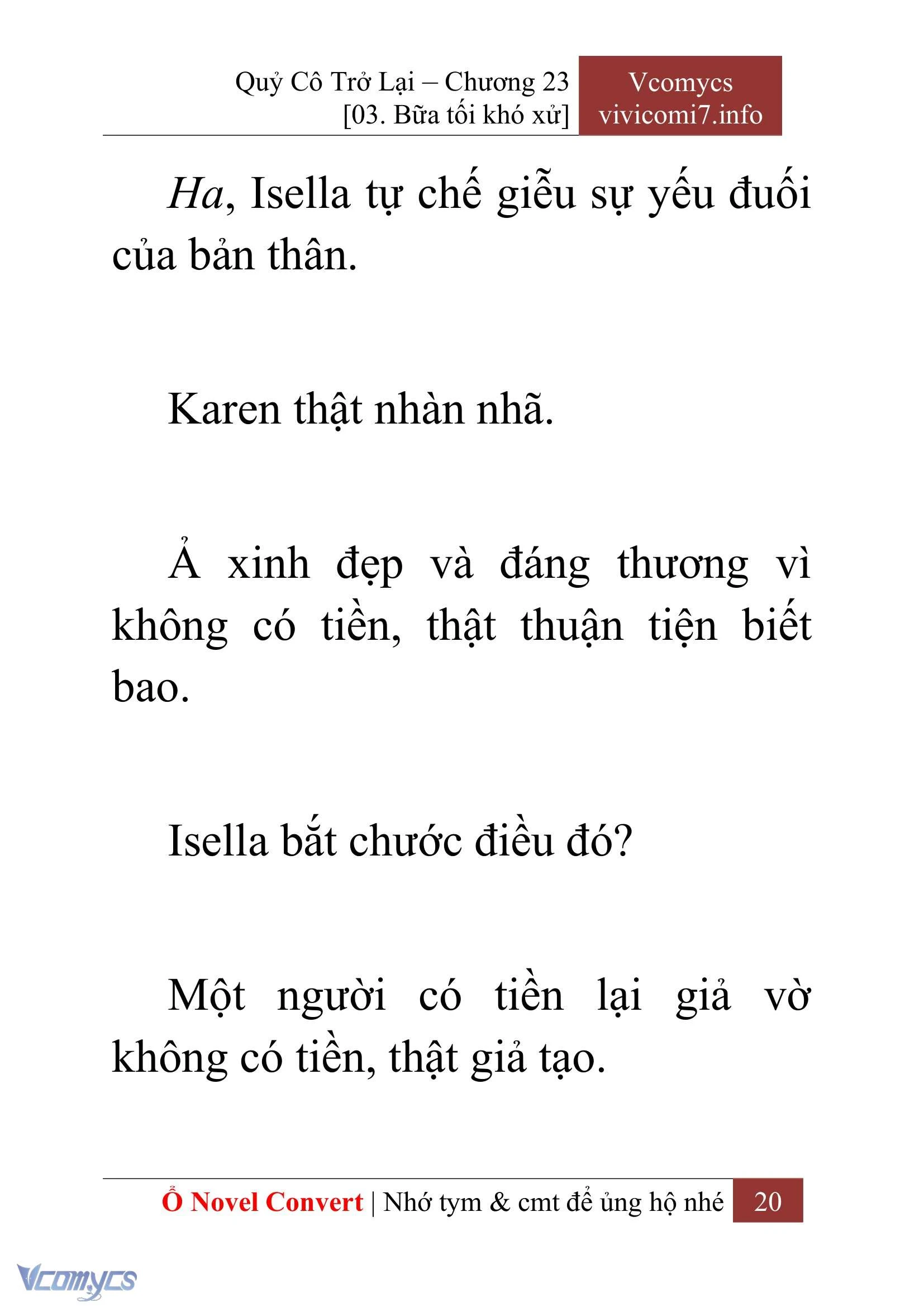 [Novel] Quý Cô Trở Lại Chapter  23 - 22