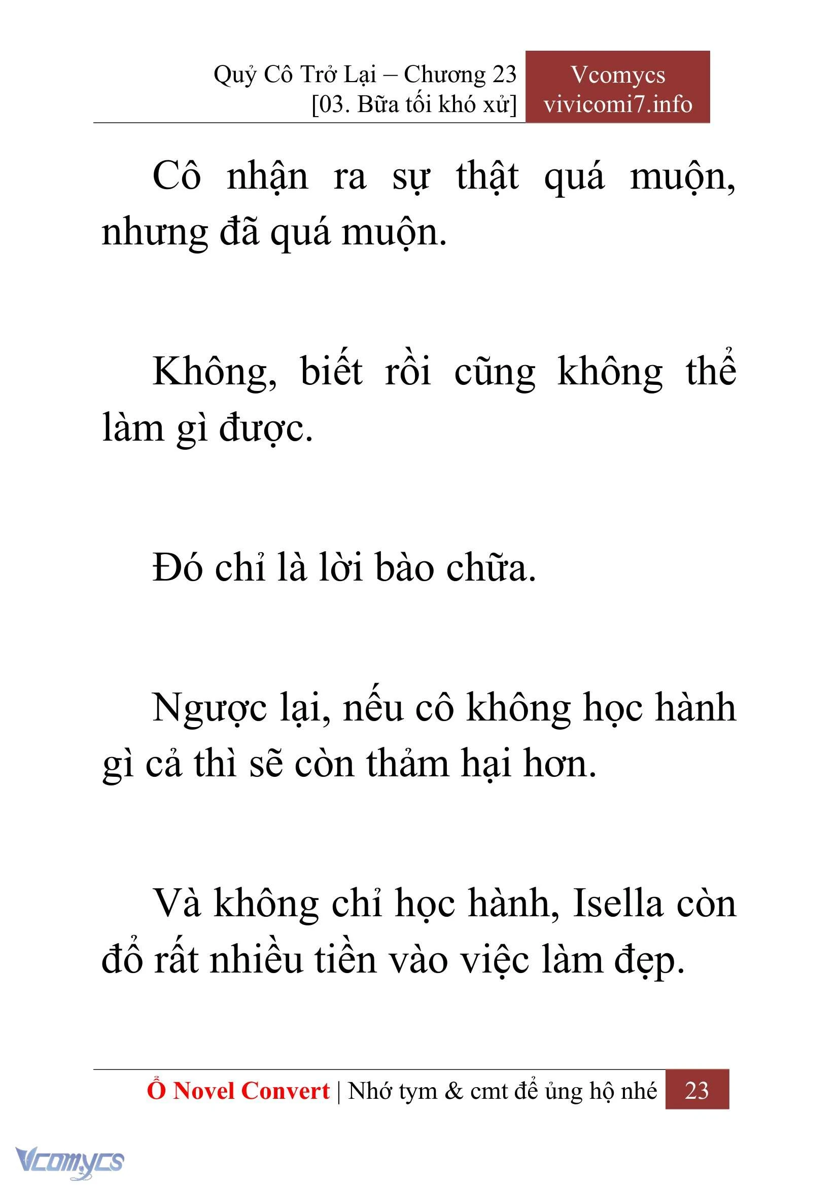 [Novel] Quý Cô Trở Lại Chapter  23 - 25