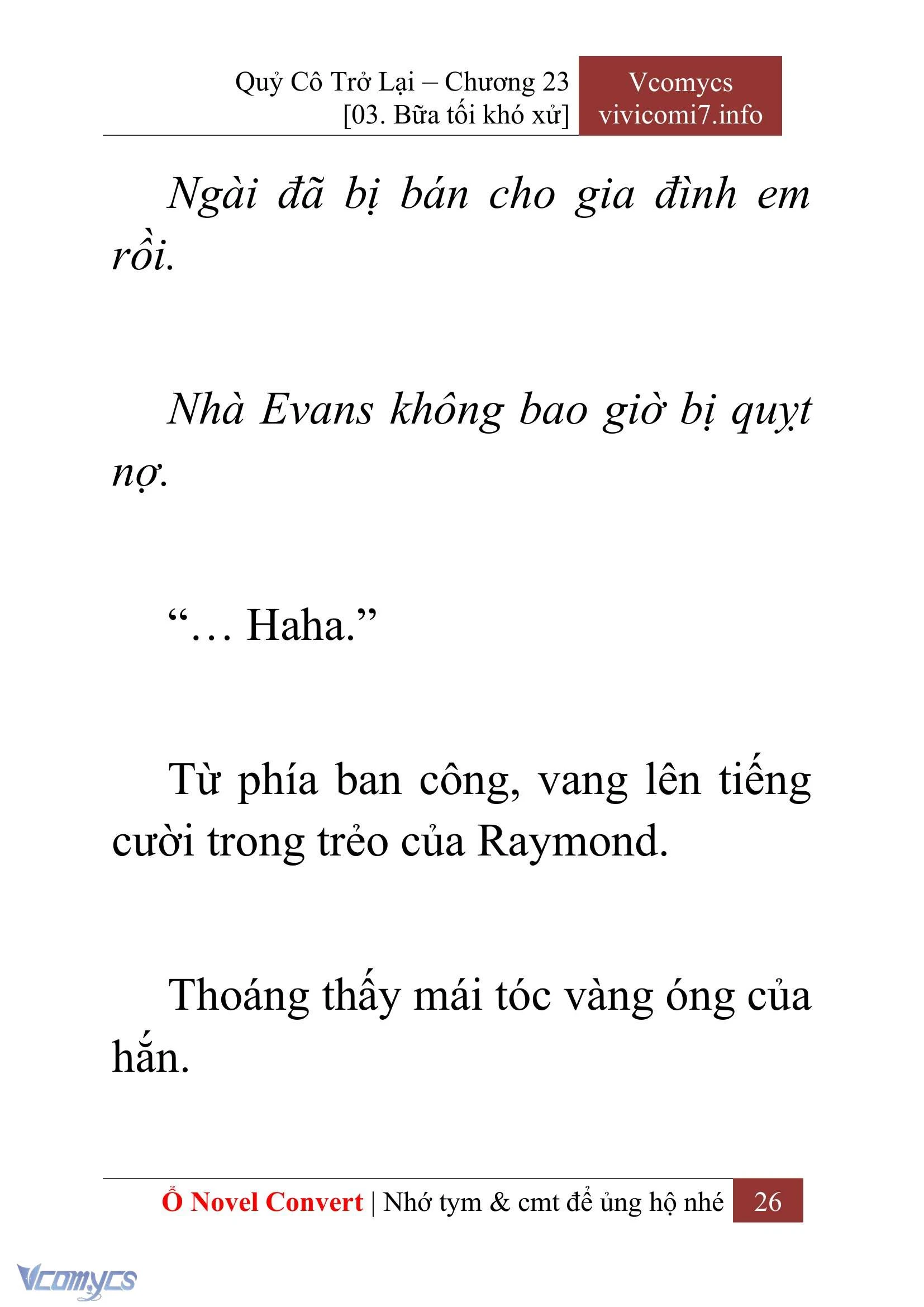 [Novel] Quý Cô Trở Lại Chapter  23 - 28