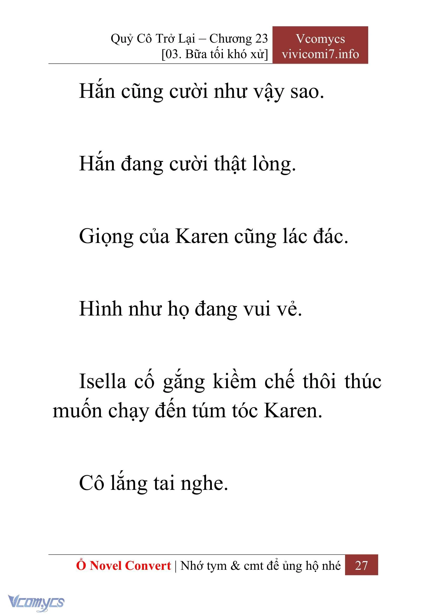 [Novel] Quý Cô Trở Lại Chapter  23 - 29