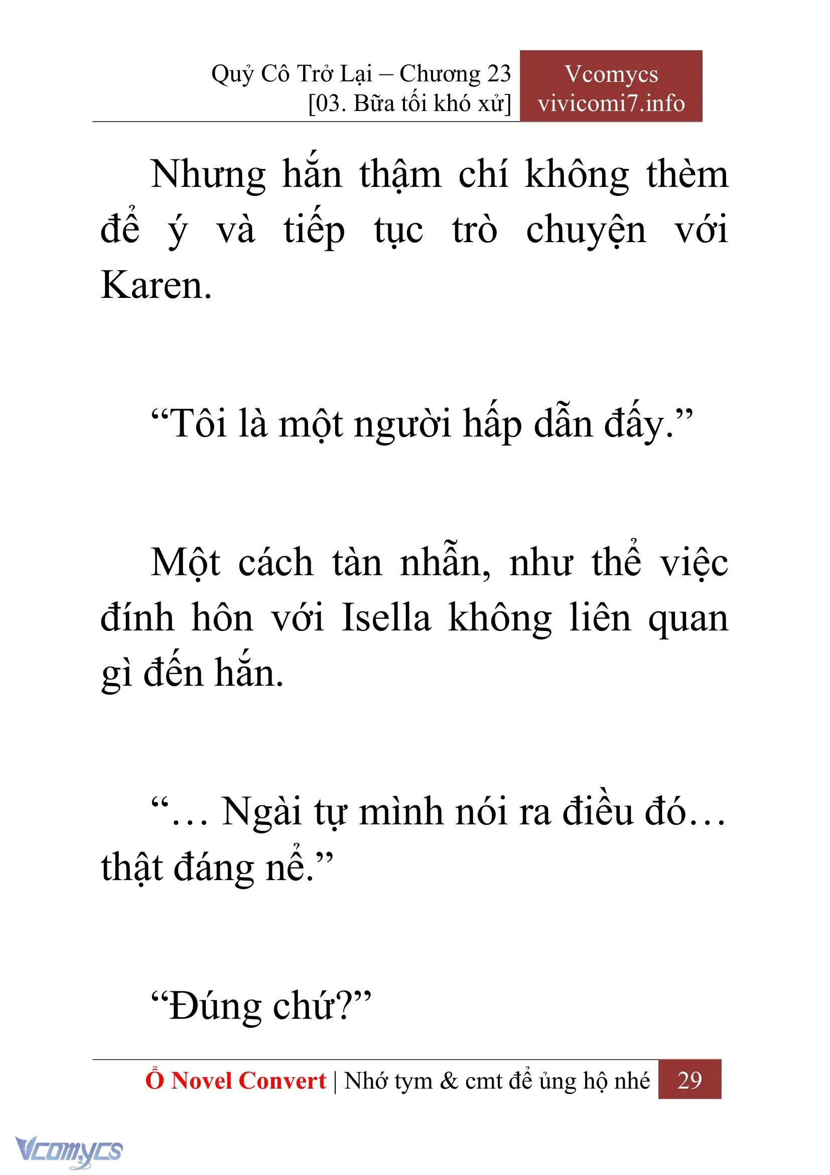 [Novel] Quý Cô Trở Lại Chapter  23 - 31