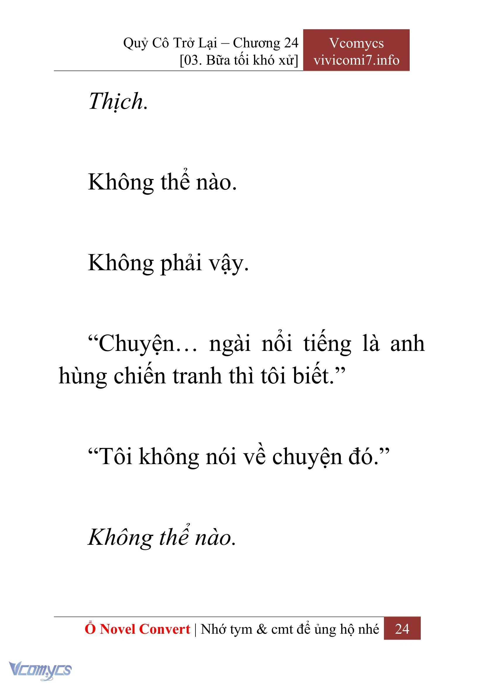 [Novel] Quý Cô Trở Lại Chapter  24 - 26