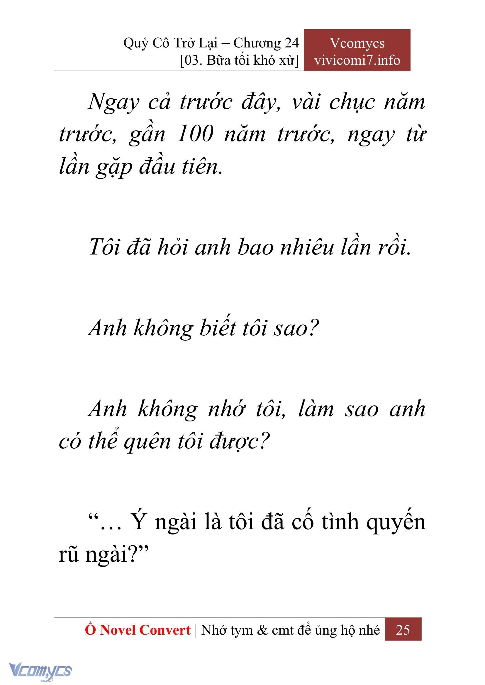 [Novel] Quý Cô Trở Lại Chapter  24 - 27