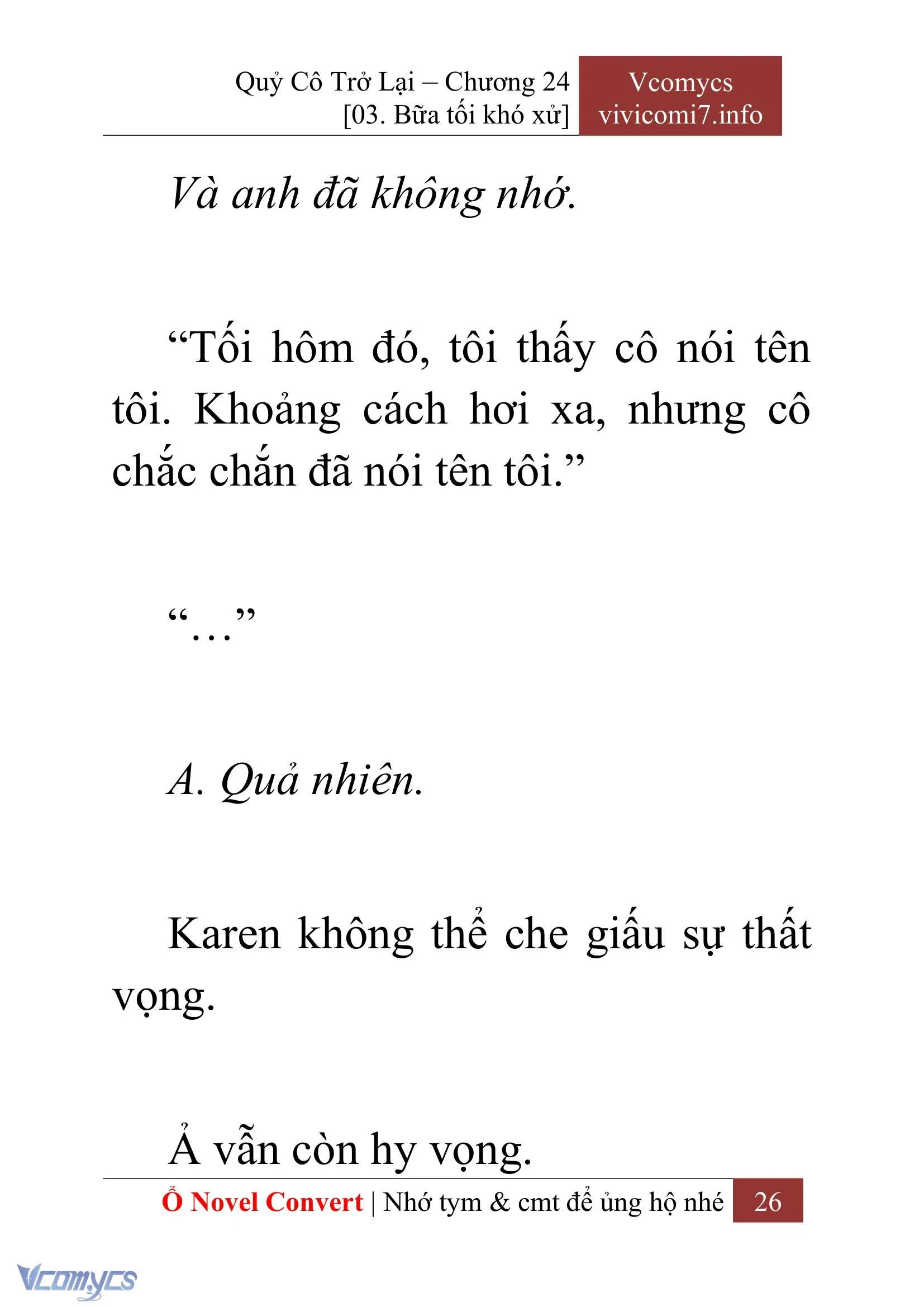 [Novel] Quý Cô Trở Lại Chapter  24 - 28