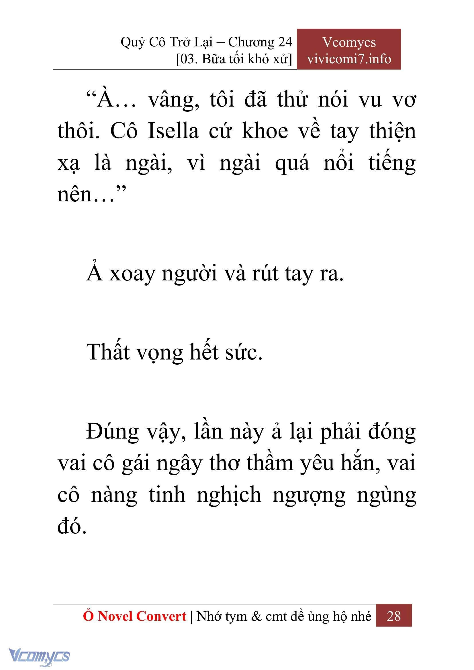 [Novel] Quý Cô Trở Lại Chapter  24 - 30