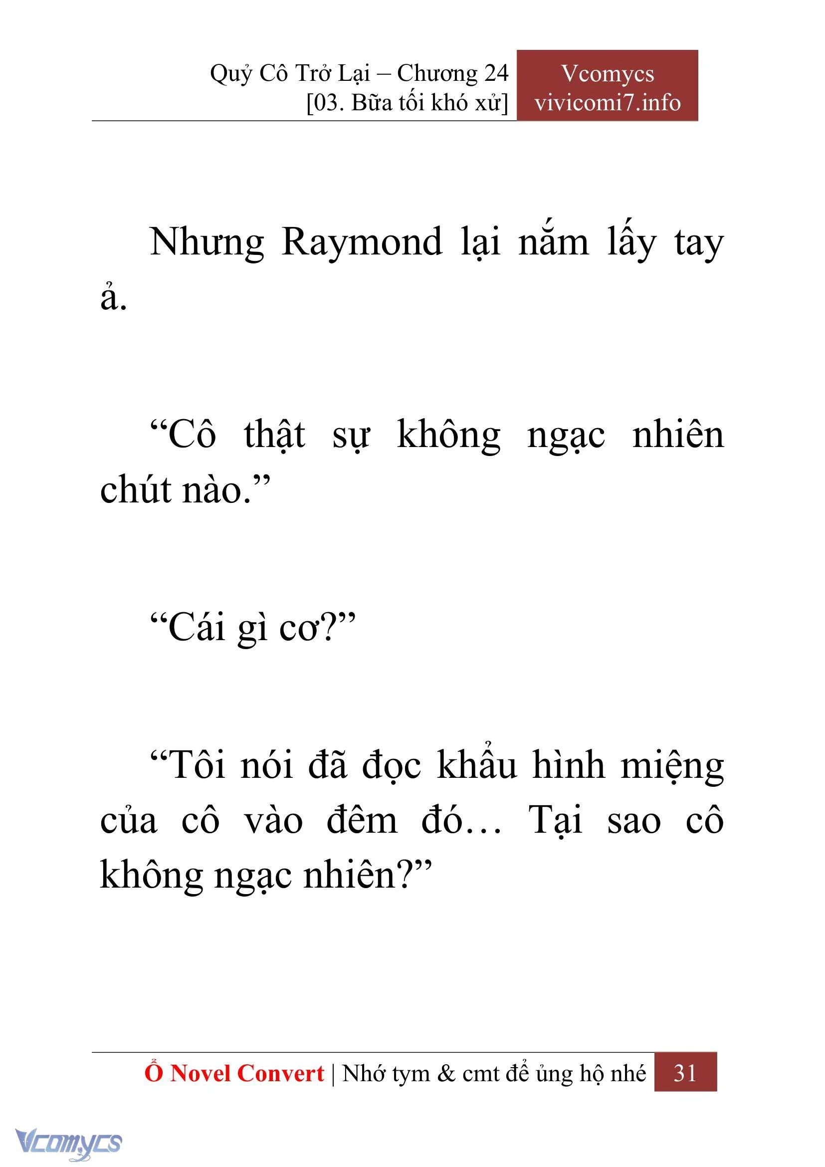 [Novel] Quý Cô Trở Lại Chapter  24 - 33
