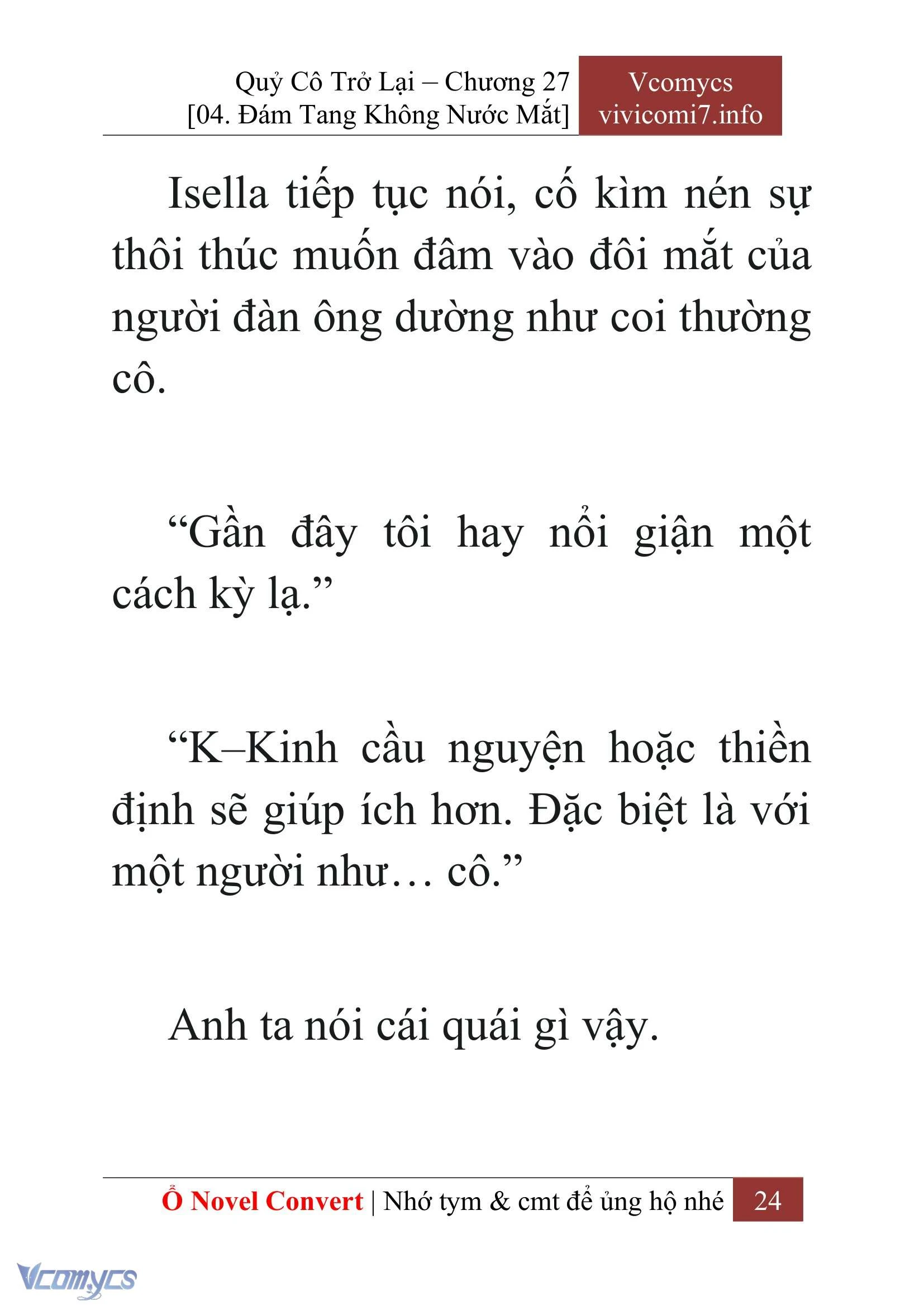 [Novel] Quý Cô Trở Lại Chapter  27 - 26