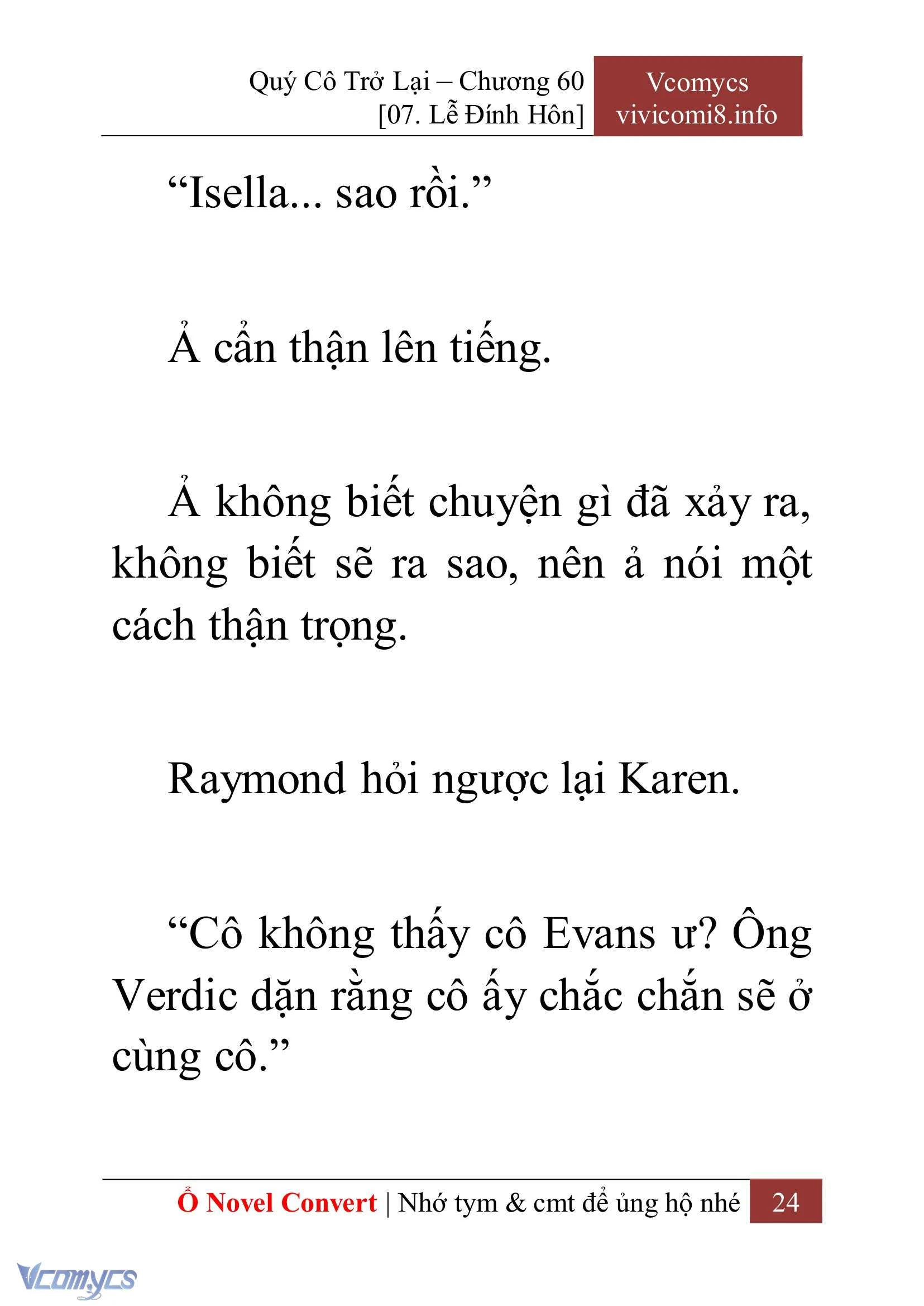 [Novel] Quý Cô Trở Lại Chapter  60 - 26