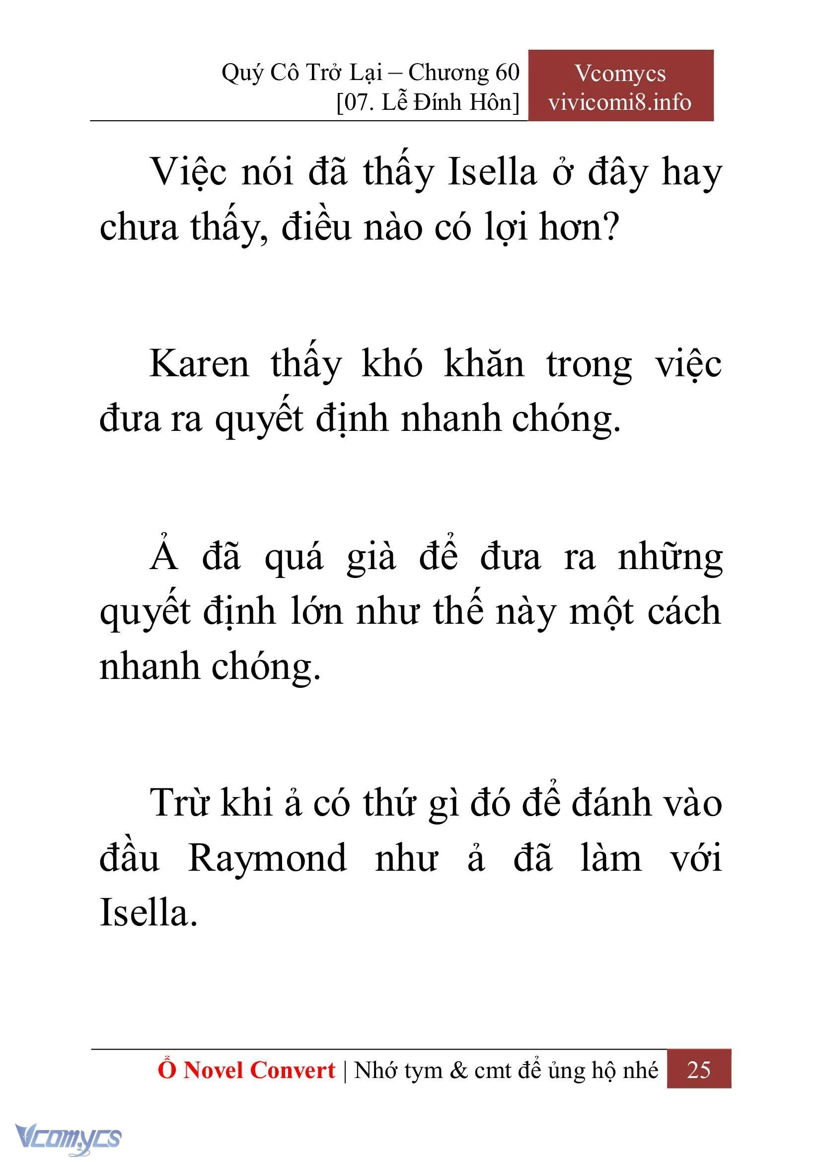 [Novel] Quý Cô Trở Lại Chapter  60 - 27